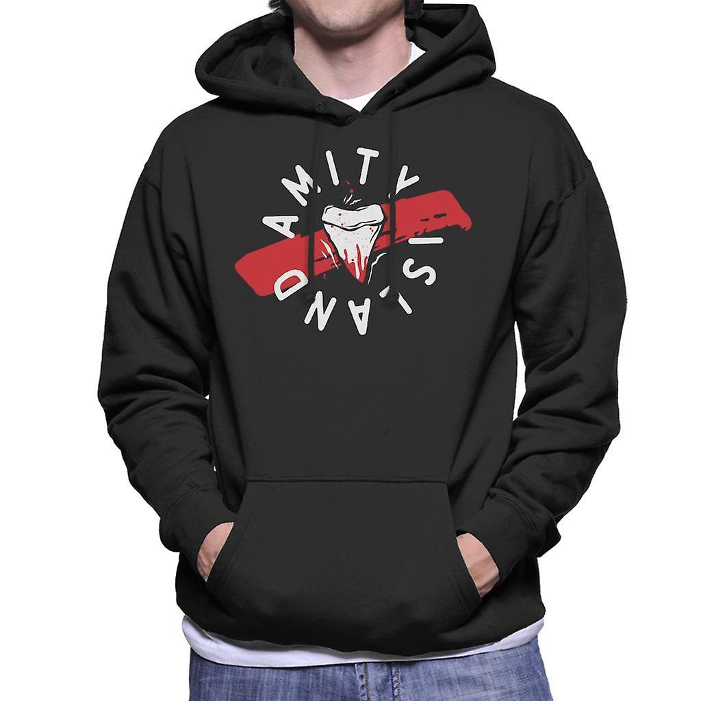 Jaws Tooth Amity Island Men's Hooded Sweatshirt Black XX-Large