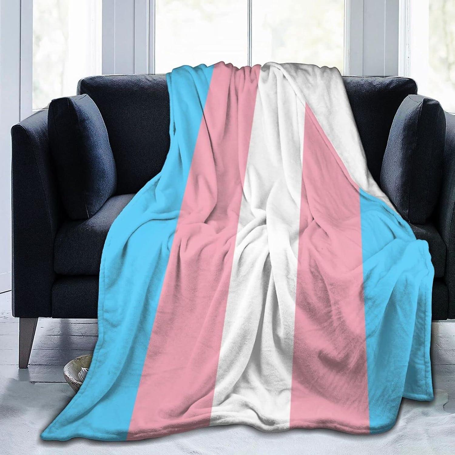 Kerota Transgender Flag Flannel Blanket Bedding Fleece Blanket Soft Thow Blankets Air Conditioning Blanket For Sofa Couch Living Room Bedroom 80x60...