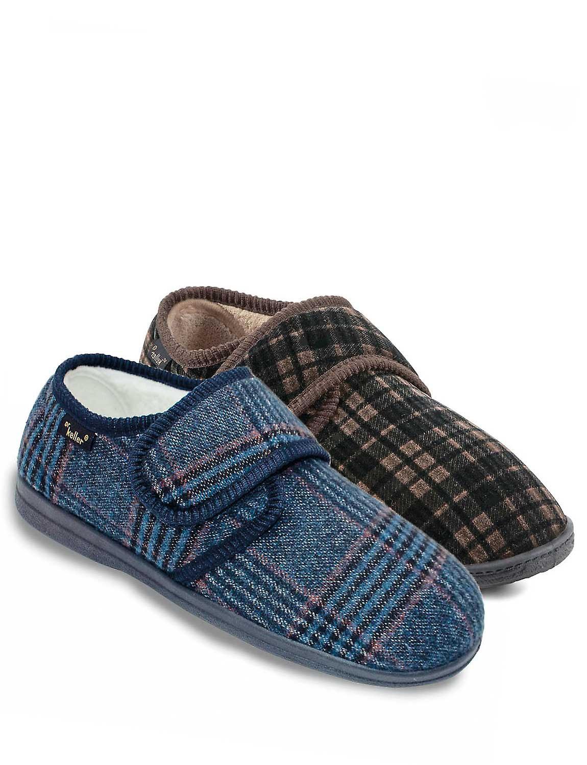 Chums | Mens | Pack of 2 Wide Fit Touch Fasten Slipper Brown 9 UK