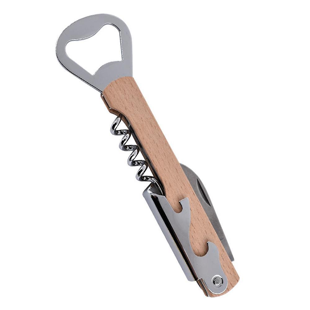 Yeye Beech Wood Handle Stainless Steel Wine Opener Beer Opener Creative Wine Knife Beverage Soda Opener