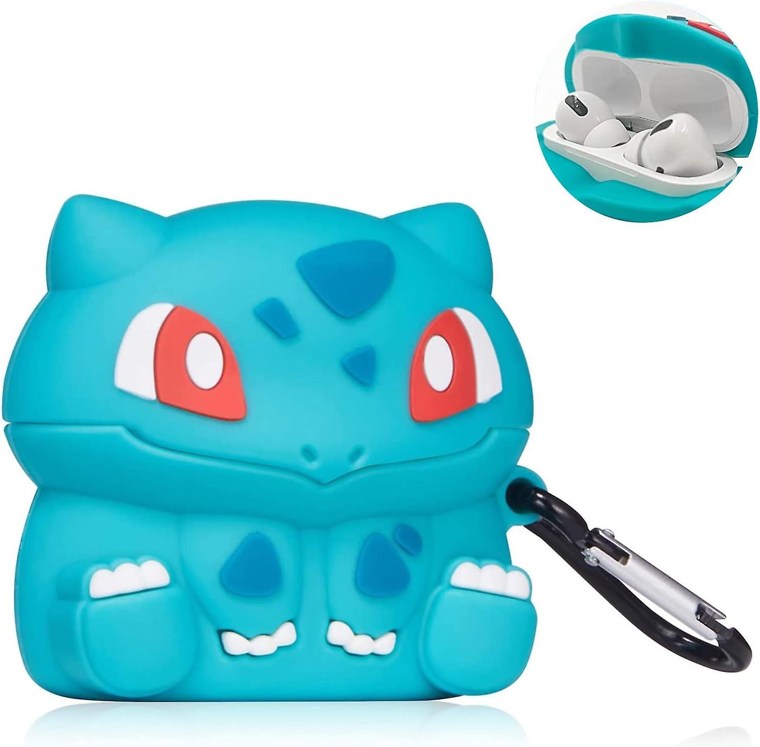 Wjiaer Cute 3d Cartoon Kawaii Fun Airpods Pro Case,soft Silicone Shockproof Keychain.for Boys And Girls,compatible Airpods Pro Skin Cases(bulbasaur)