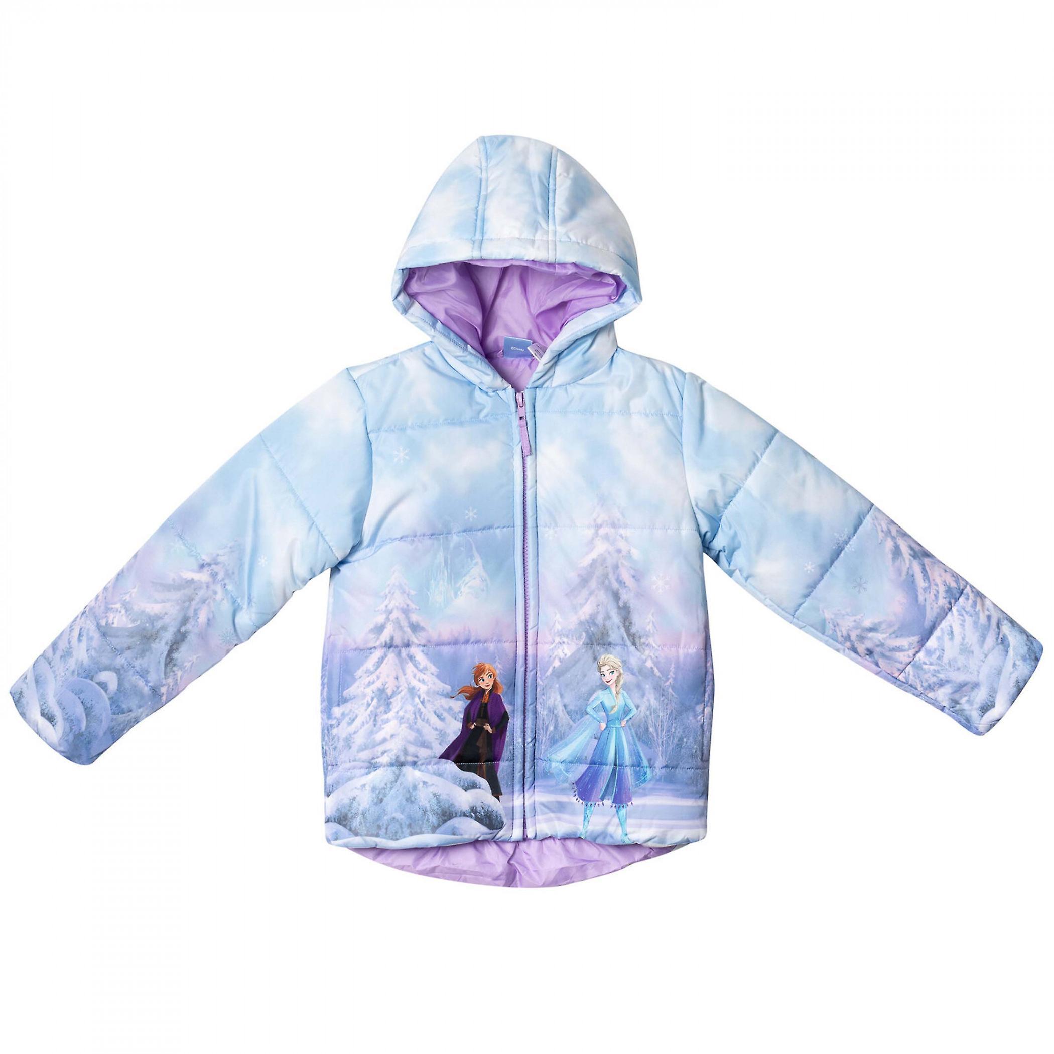 Movies Frozen Elsa and Anna In Winter Girl's Puffy Jacket Coat Blue Size 6