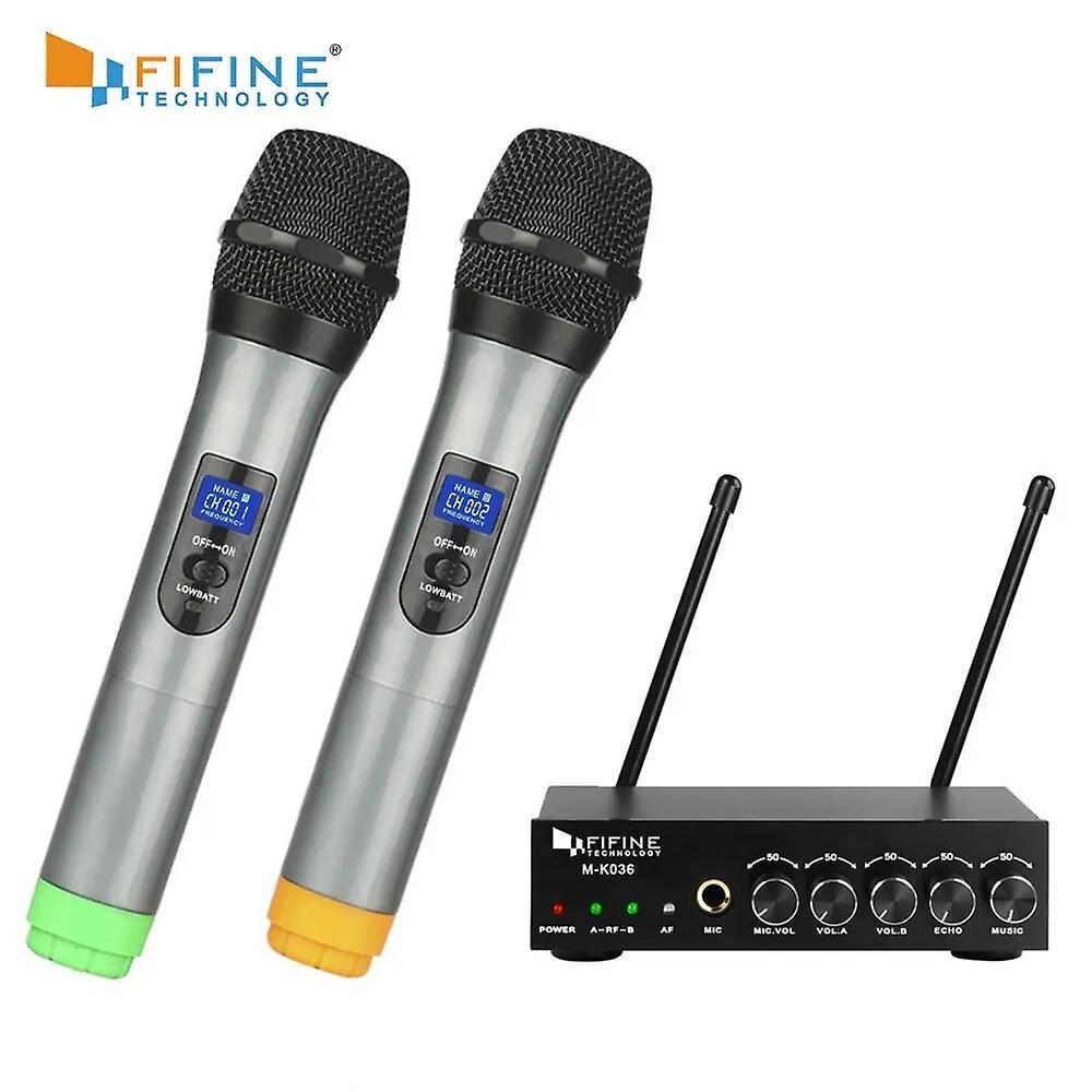 Cciyu Uhf Dual Channel Wireless Handheld Microphone, Easy-to-use Karaoke Wireless Microphone System K036 US-plug