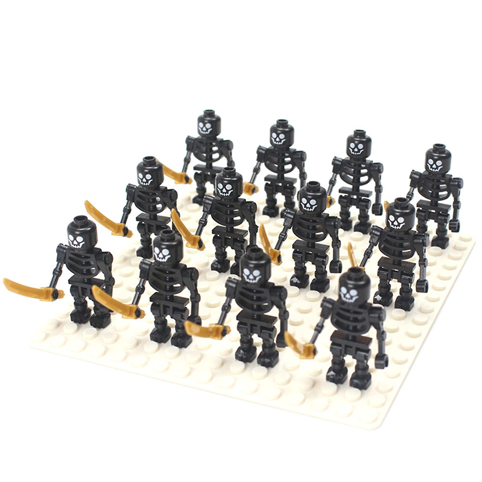 Remorui 12Pcs Skeleton Warriors Corps Building Blocks Model Toys Collection Supplies Black