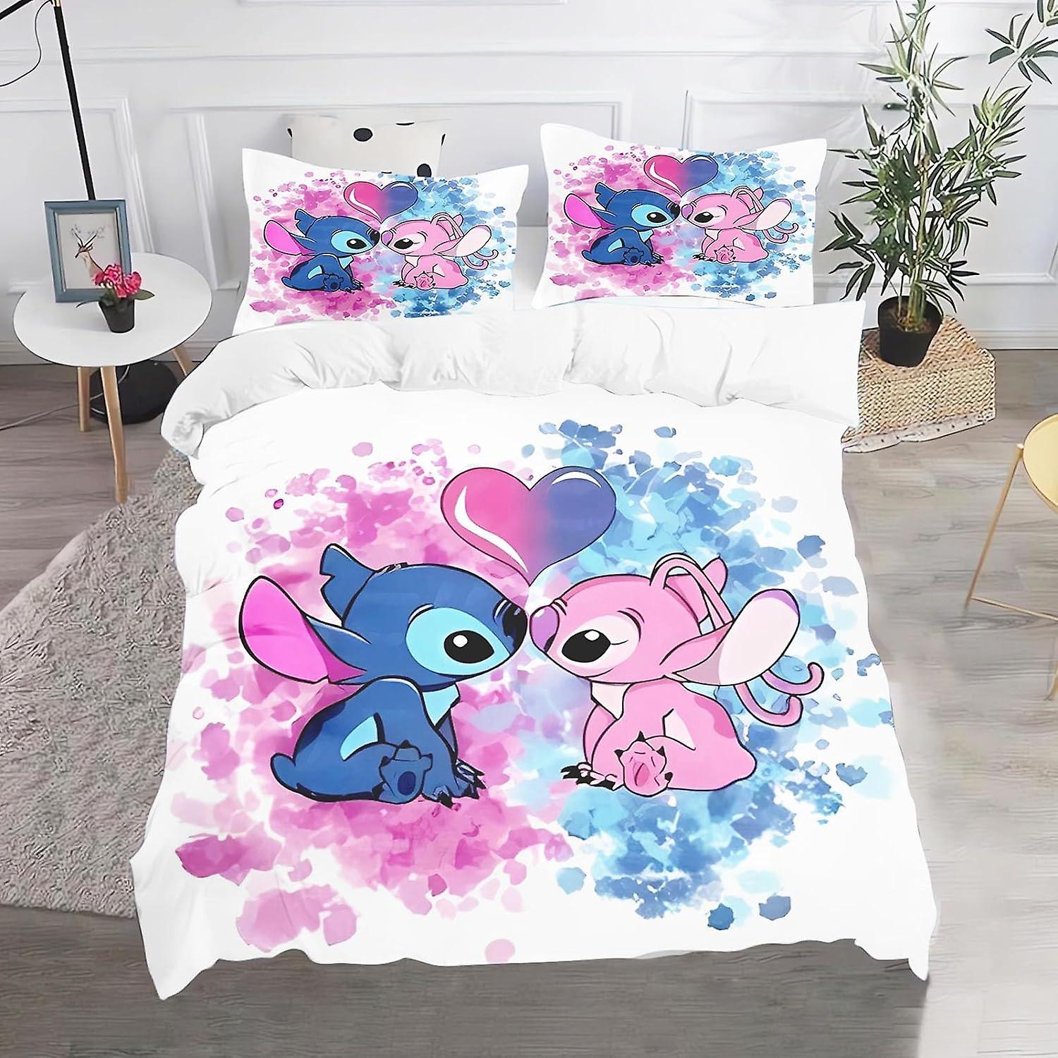 Kerota Lilo & Stitch Stitch bedding set, in 3D printing microfiber, consisting of duvet cover and pillowcase Single135x200cm