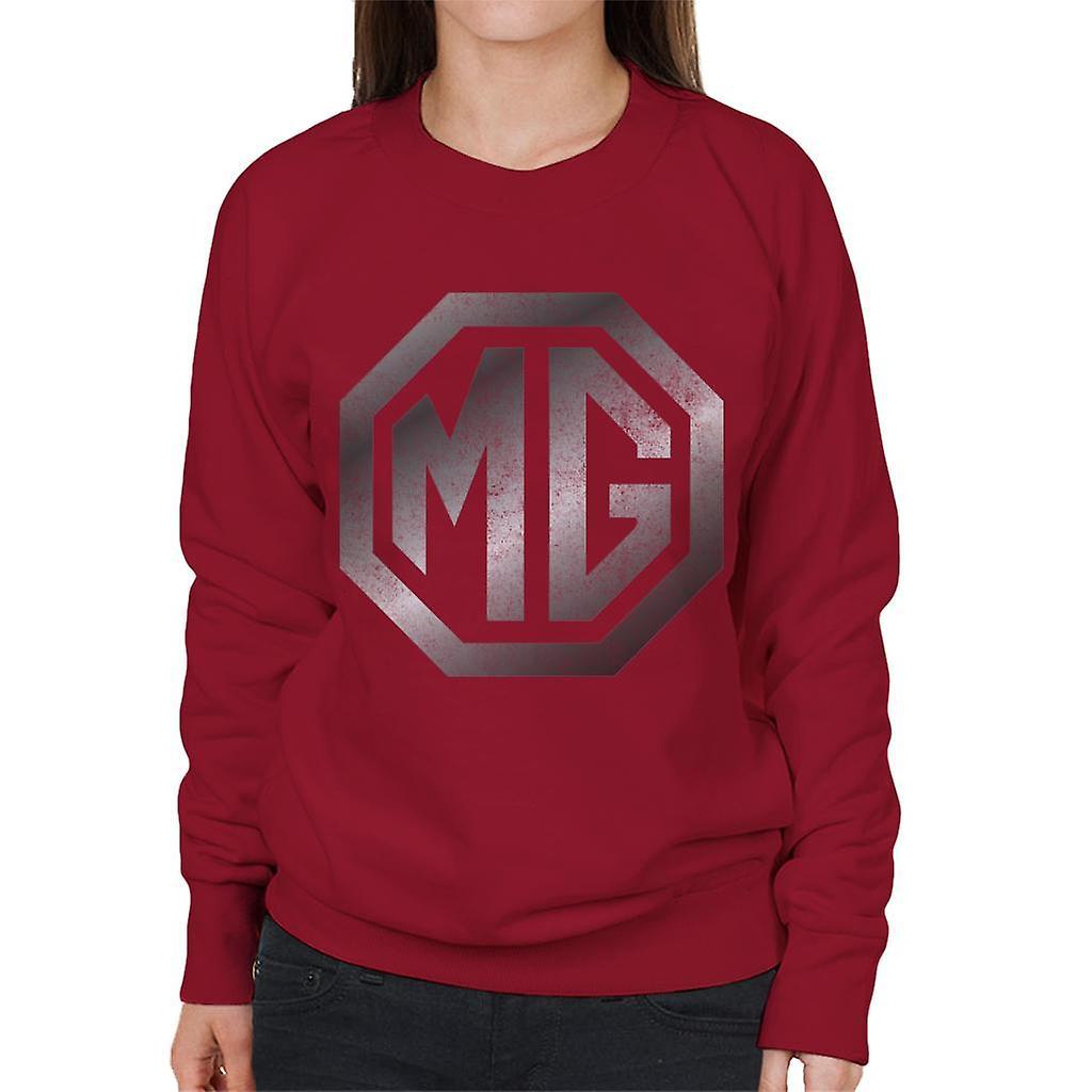 MG Chrome Logo British Motor Heritage Women's Sweatshirt Cherry Red Medium