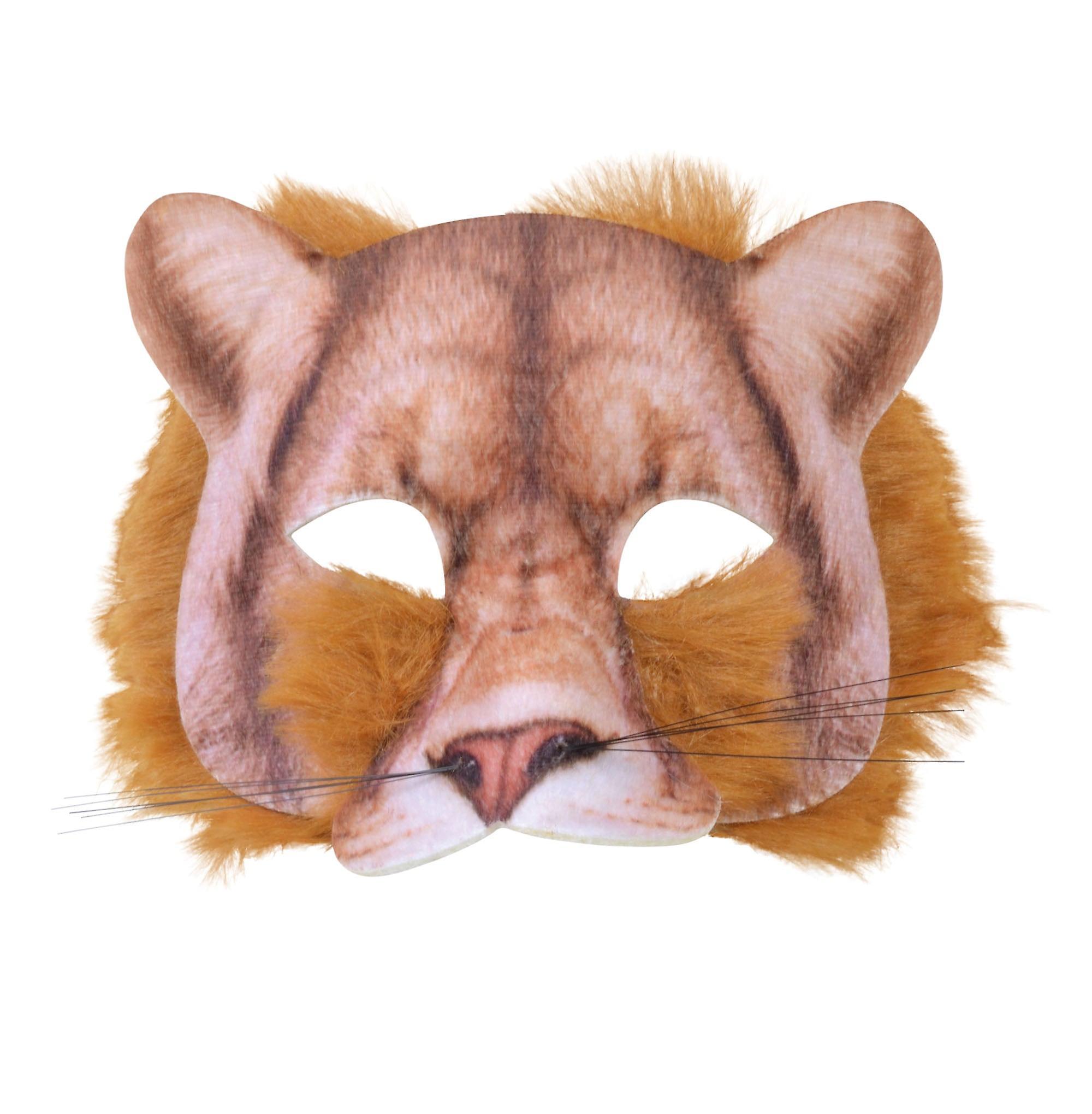 Bristol Novelty Lion Face Mask Realistic Fur Plastic Masks Cardboard X78698