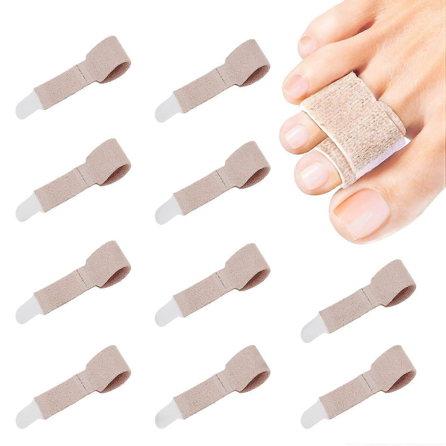 Phwj 10 Pcs Toe Bandages, Toes Splint Straightener Toe Straightener, Toe Splints for Overlapping Toes, Clips Broken, Overlapping, Bent