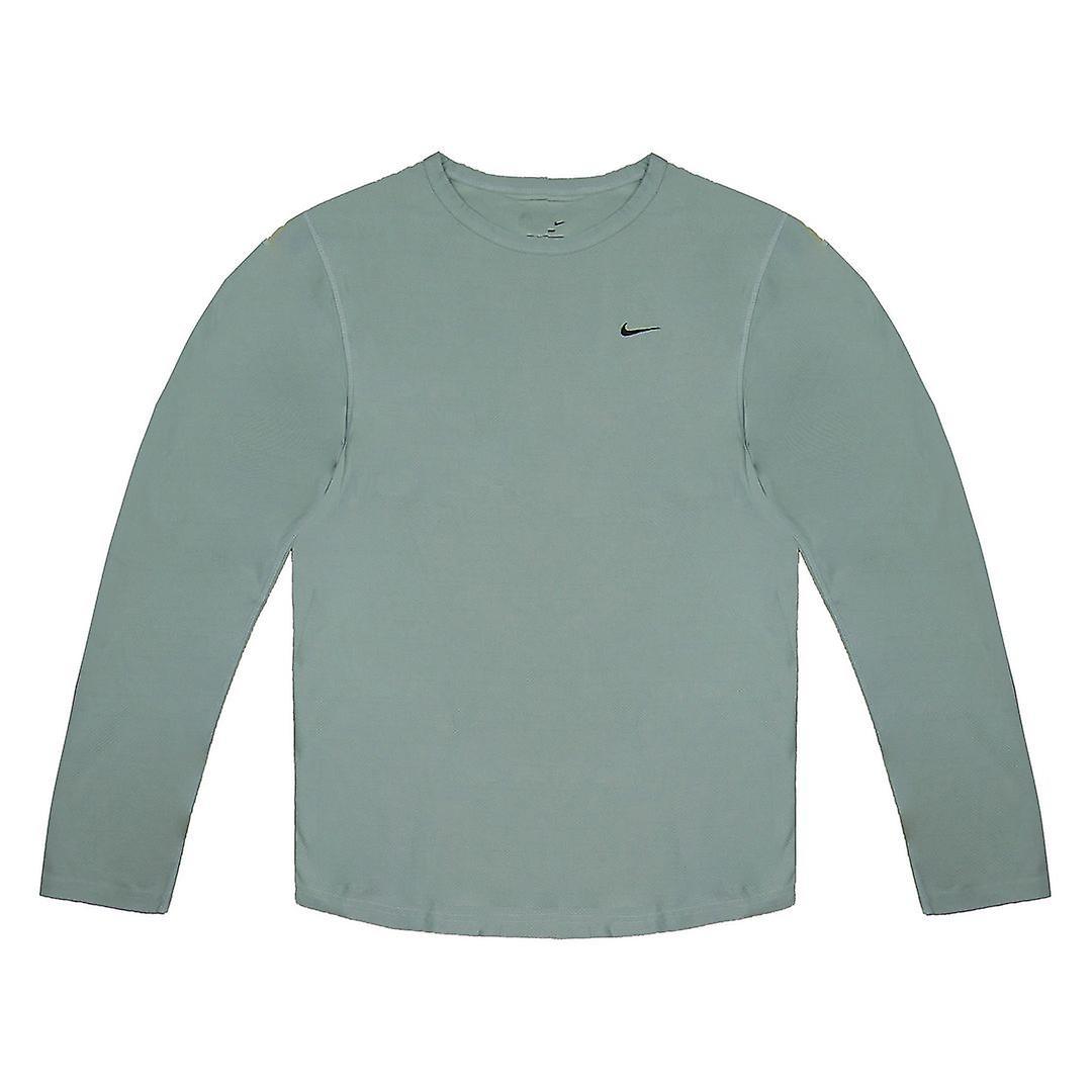 Nike Dri-Fit Logo Long Sleeve Crew Neck Pullover Green Mens Top 125218 090 L