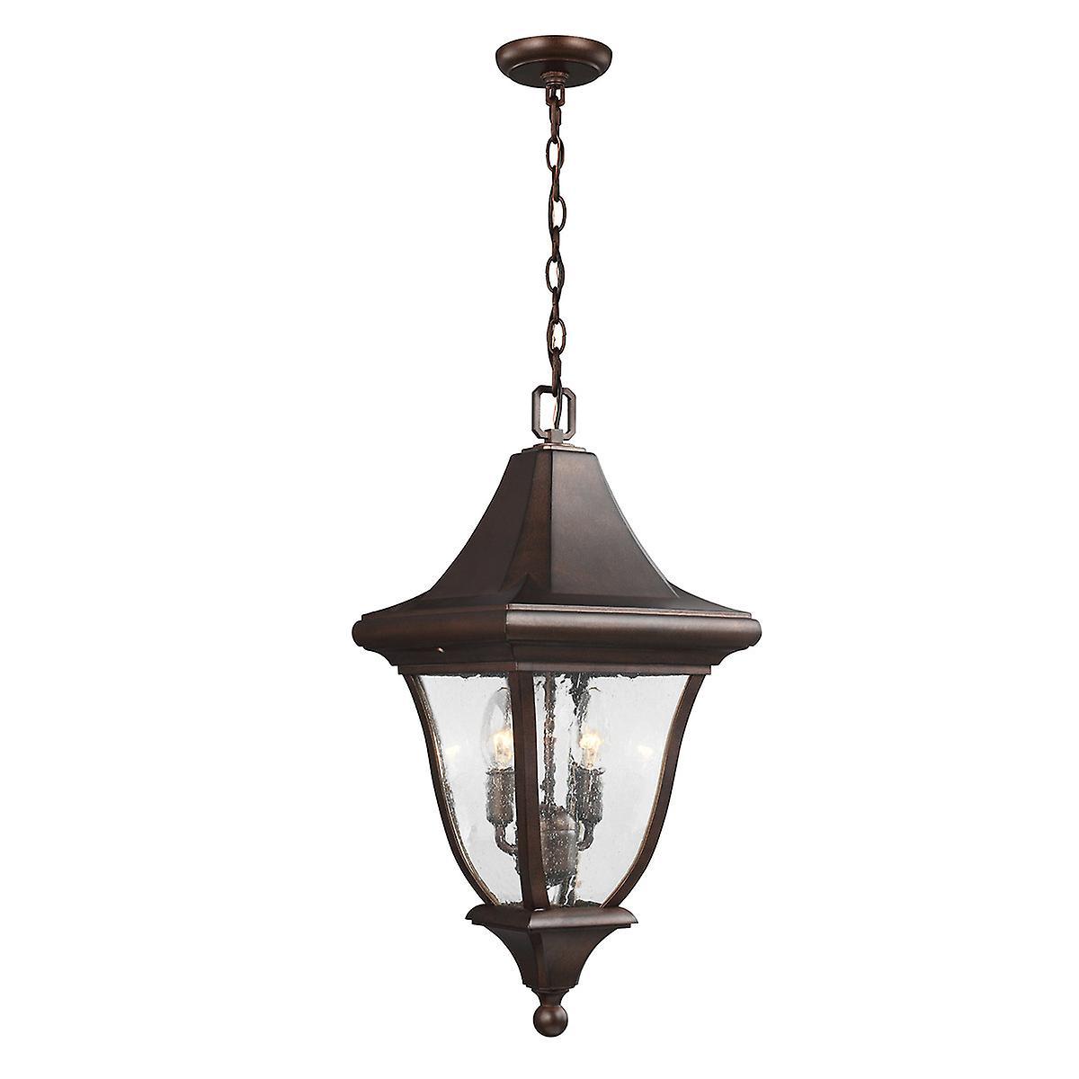 Oakmont 3 Light Medium Outdoor Ceiling Chain Lantern Bronze E14