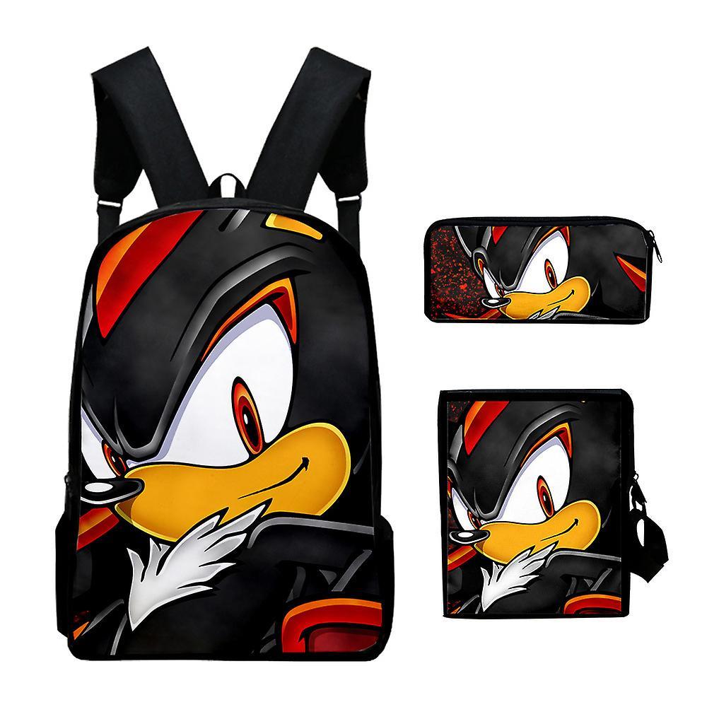 Shznv Anime Sonic Backpack Set 3d Printing Backpack Three-piece Set