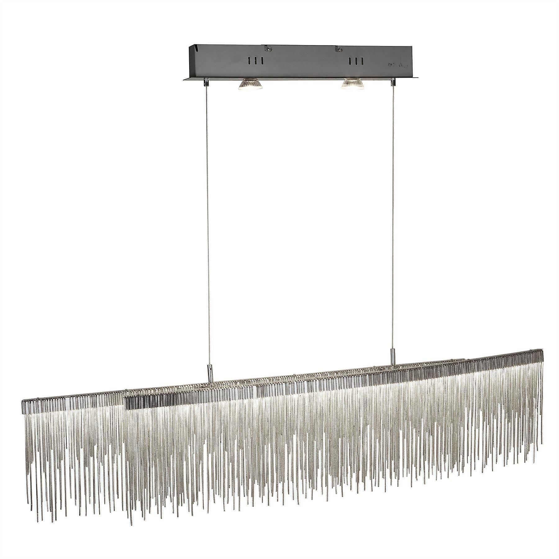 Searchlight Lighting Memphis LED 2 Light Ceiling Pendant Bar Satin Silver