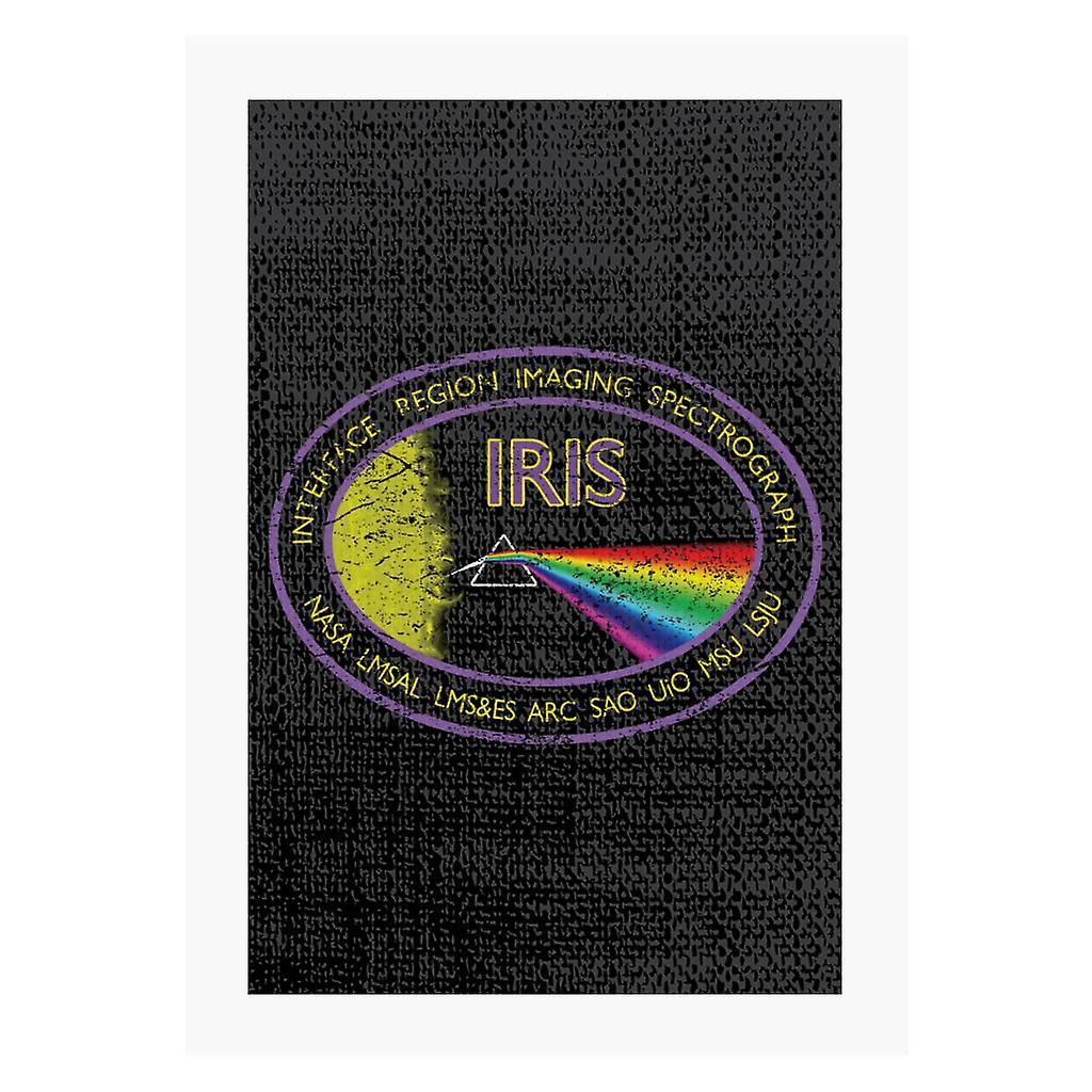 NASA IRIS Mission Logo Distressed A4 Print Black 21cm x 29.7cm