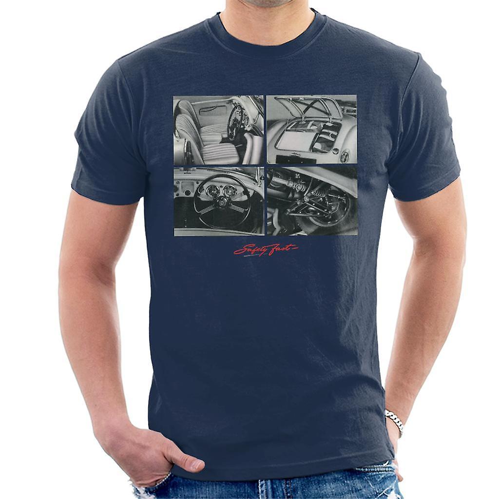 MG Safety Fast Montage British Motor Heritage Men's T-Shirt Navy Blue XX-Large