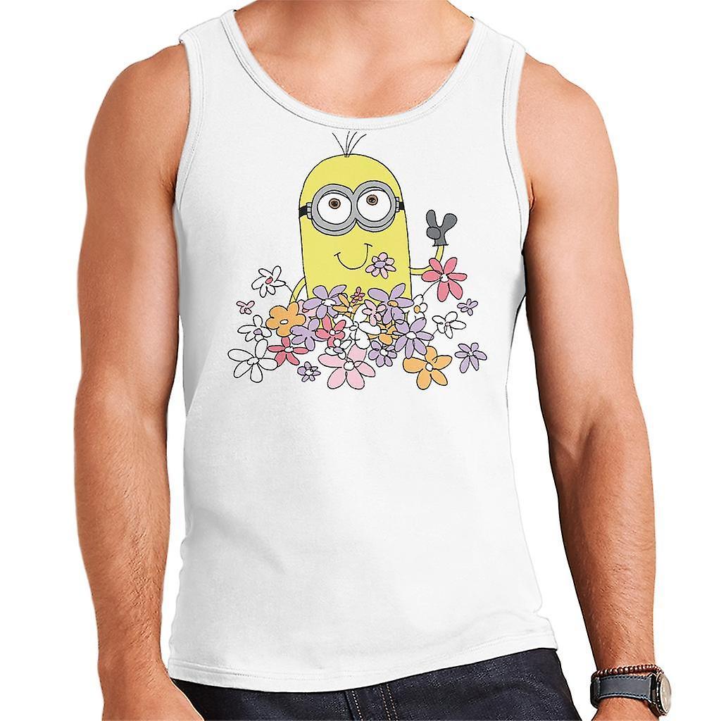 Despicable Me Minion Enjoying Flowers Men's Vest White XX-Large