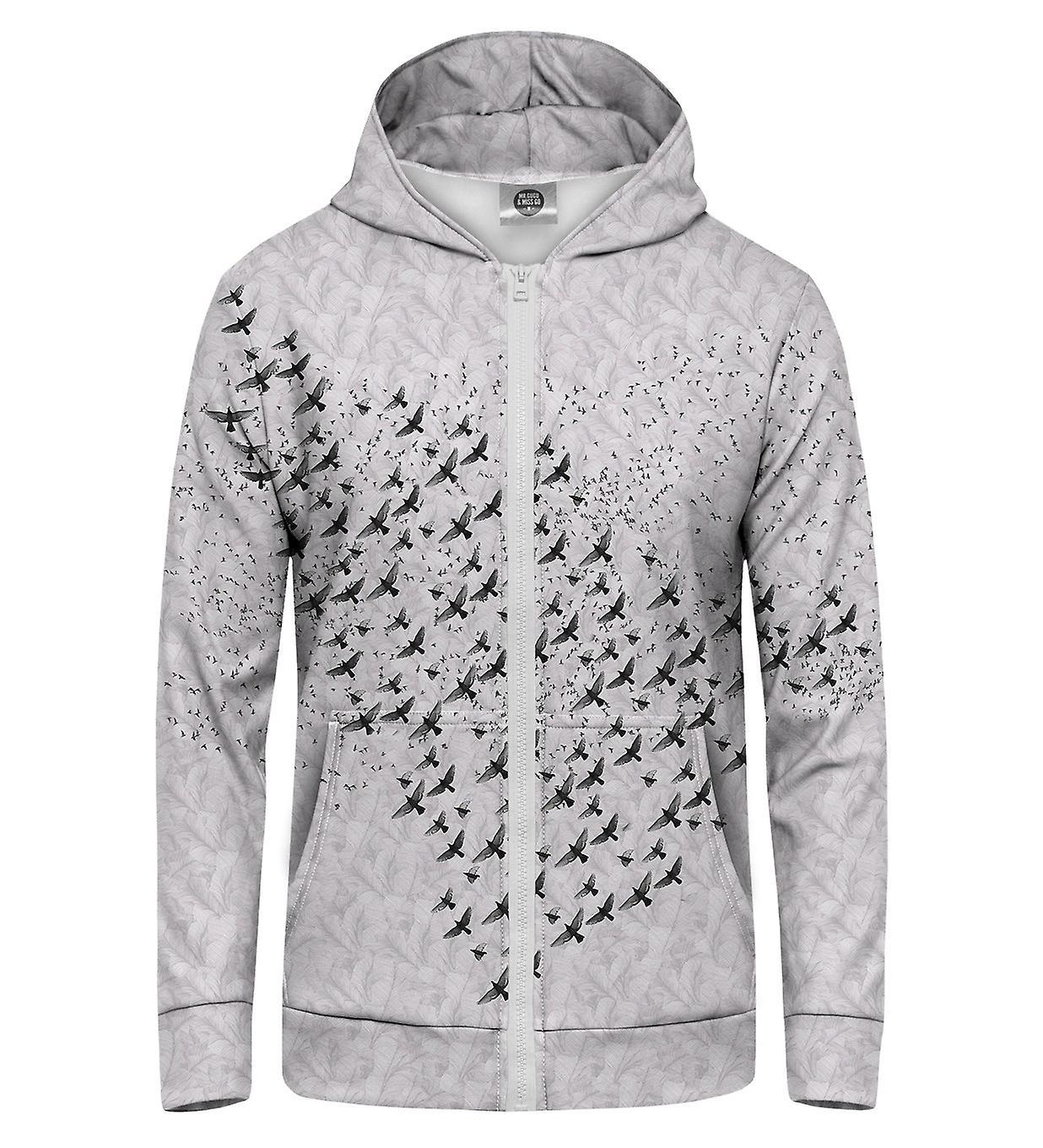 Mr Gugu & Miss Go Mr. GUGU & Miss GO Birds Hoodie Kangaroo Zip Up white XS