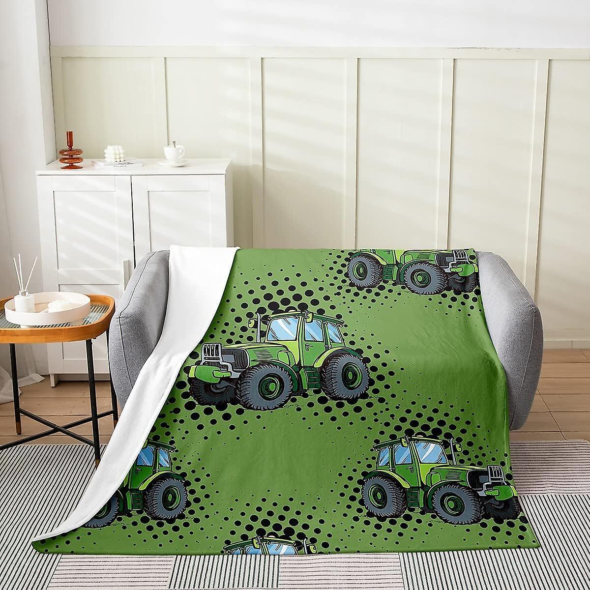 Kerota Green Vehicles Truck Fleece Throw Blanket ,All Season Cartoon Car Bed Blanket Fuzzy Blanket For Bed Sofa ,Bedroom Polka Dots Plush Blanket 5...