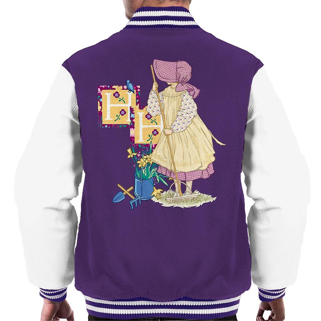 Holly Hobbie Gardening Men's Varsity Jacket Purple/White X-Large