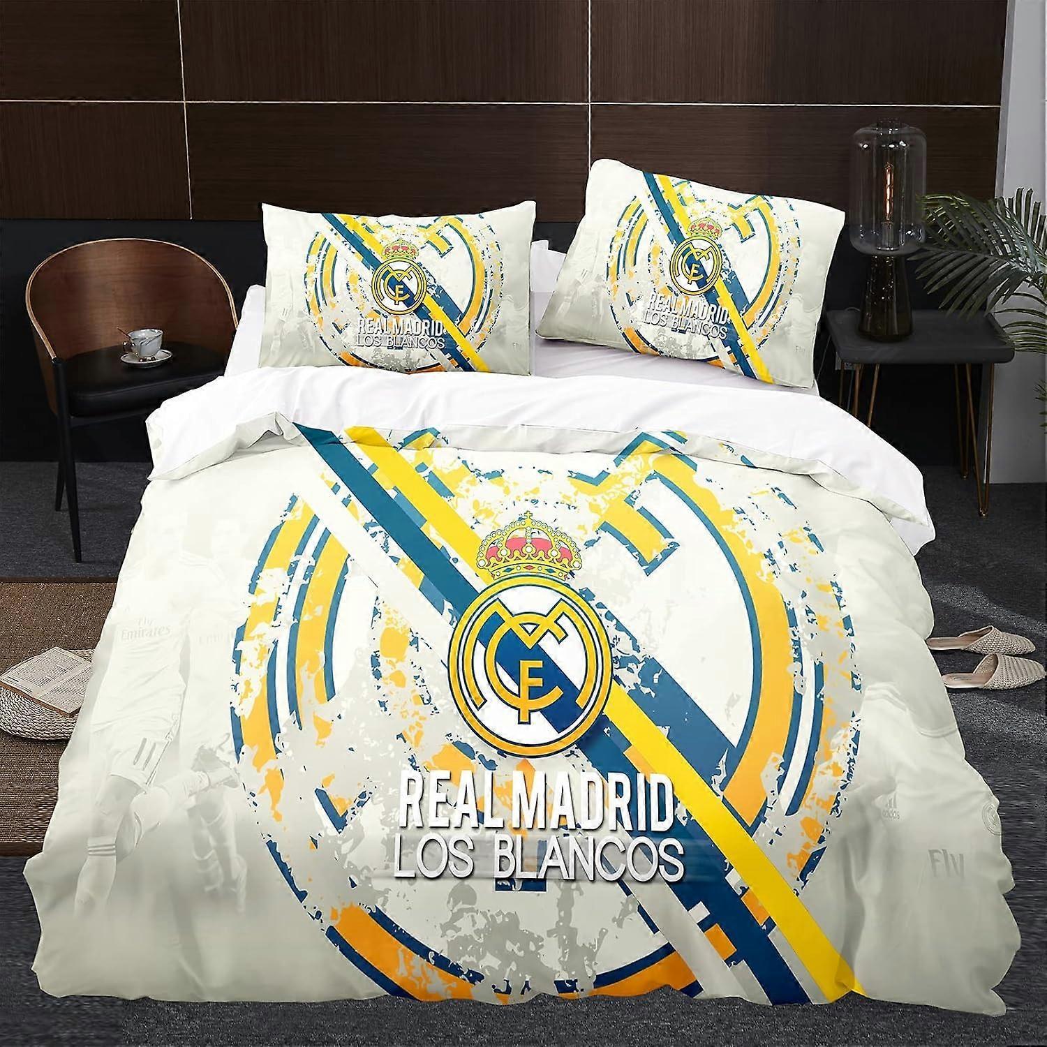 Kerota Real Madrid Football Team Duvet Cover Set, 100% Microfiber, 3D Digital Printed Bedding Set, 2 Pieces King220x240cm