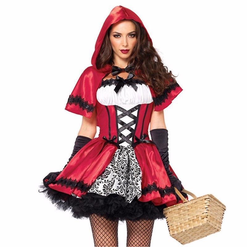 DUQI Fairy Tale Sexy Little Red Riding Hood Costume Women Adult Halloween Carnival Costumes Fantasia Fancy Dress Outfit L