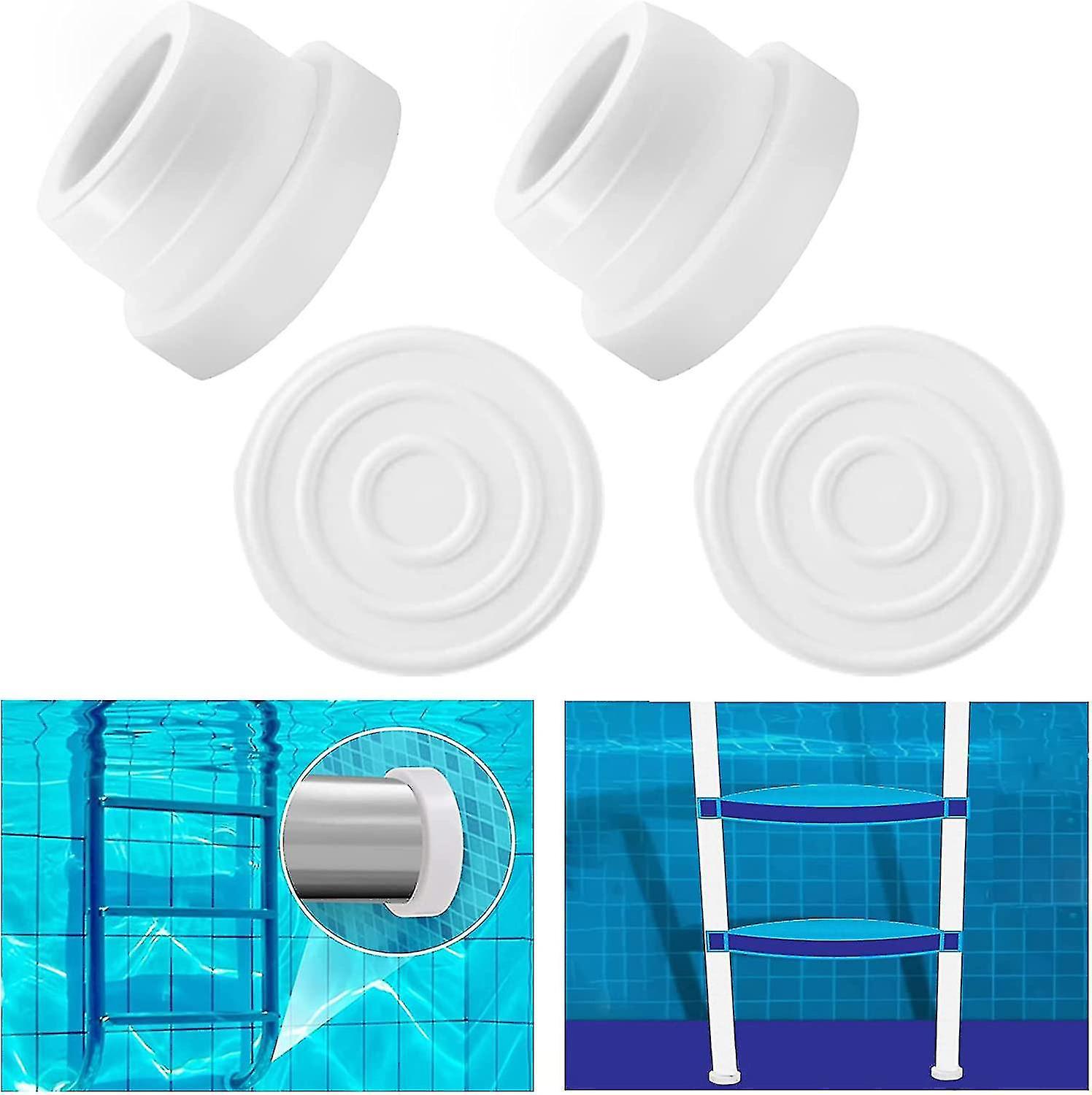 Ofocase 2pcs Pool Ladder Bumpers For Inground Pool, White Rubber Inground Pool Ladder Caps Fits 1.90 Swimming Pool Ladder