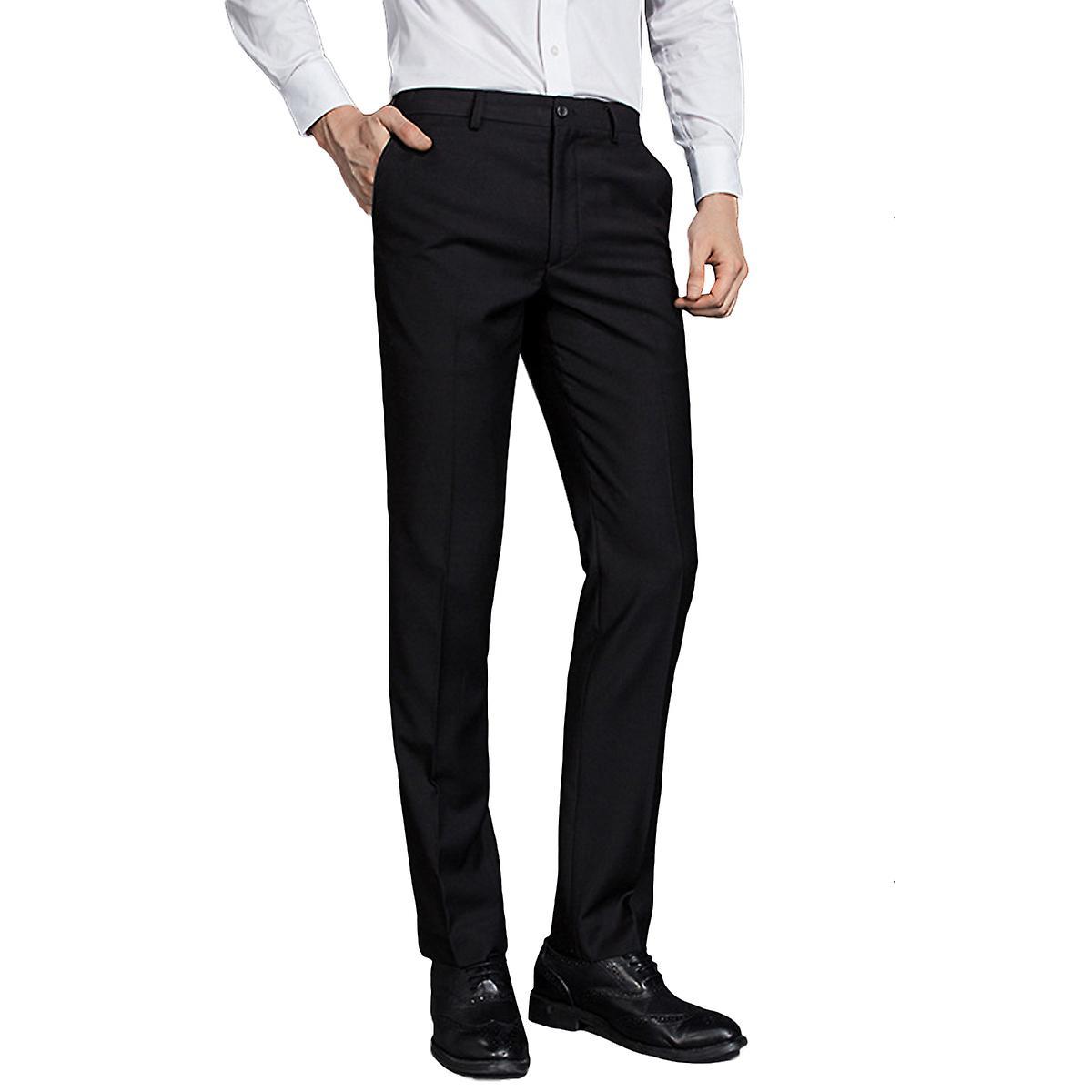 Allthemen Mens Four Seasons Business Office Slim Pants Black 2XL