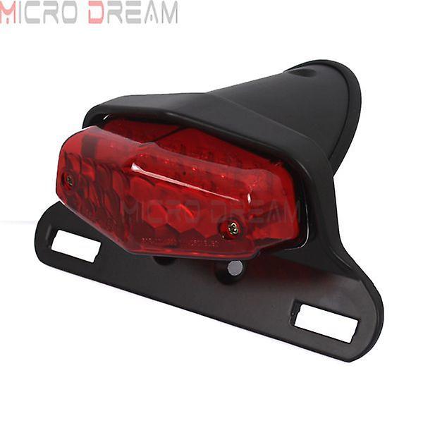 Lamps Universal Motorcycle Led Tailight For Honda Bonneville Norton Scrambler Lucas Bike Rear Light License Plate Light Tail Light Black Red