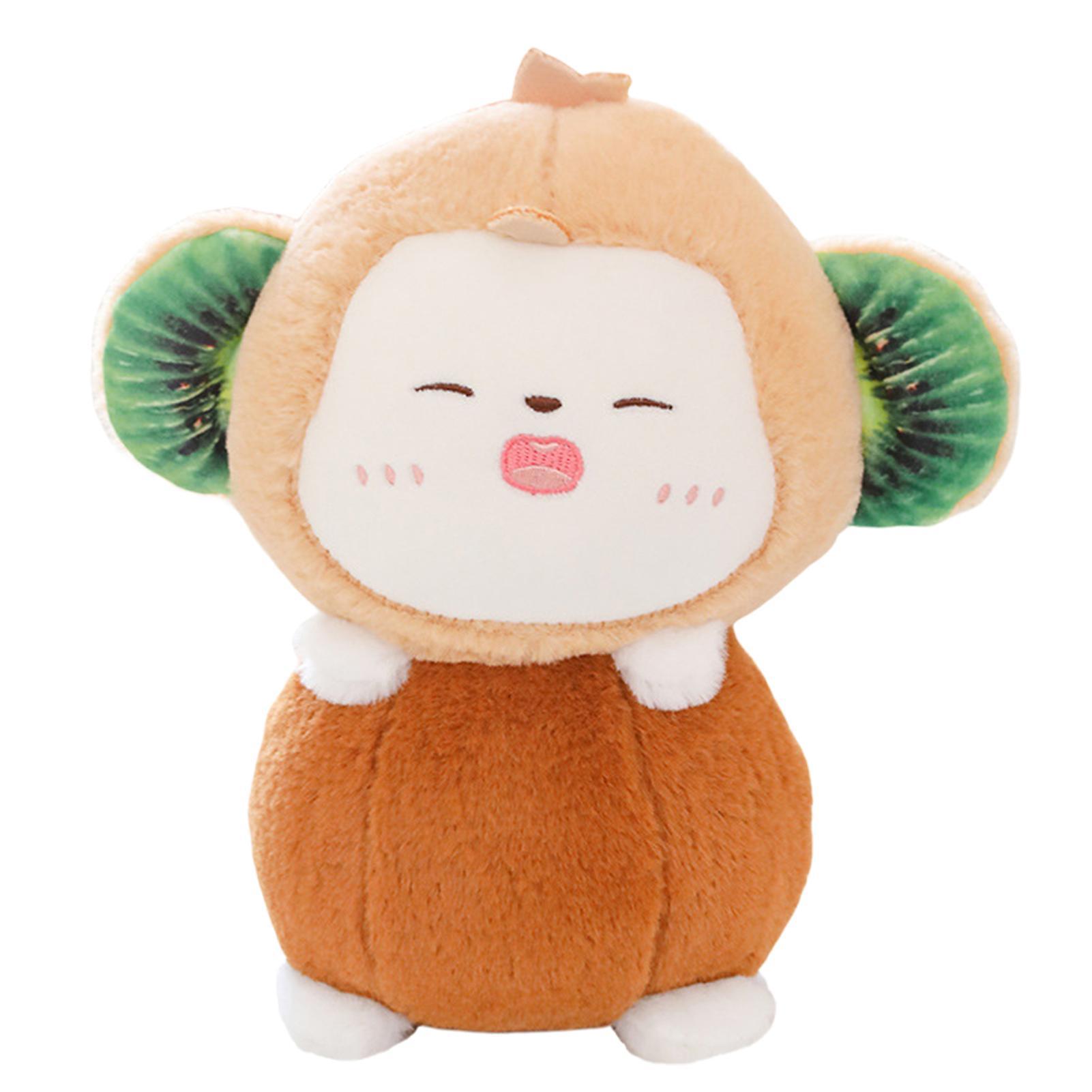 Haloppe 24cm Monkey Plush Toy Cute Kiwifruit Strawberry Honey Peach Fruit Animal Plushies Ornament Soft Stuffed Animal Plush Doll Kids Toy Birthday...