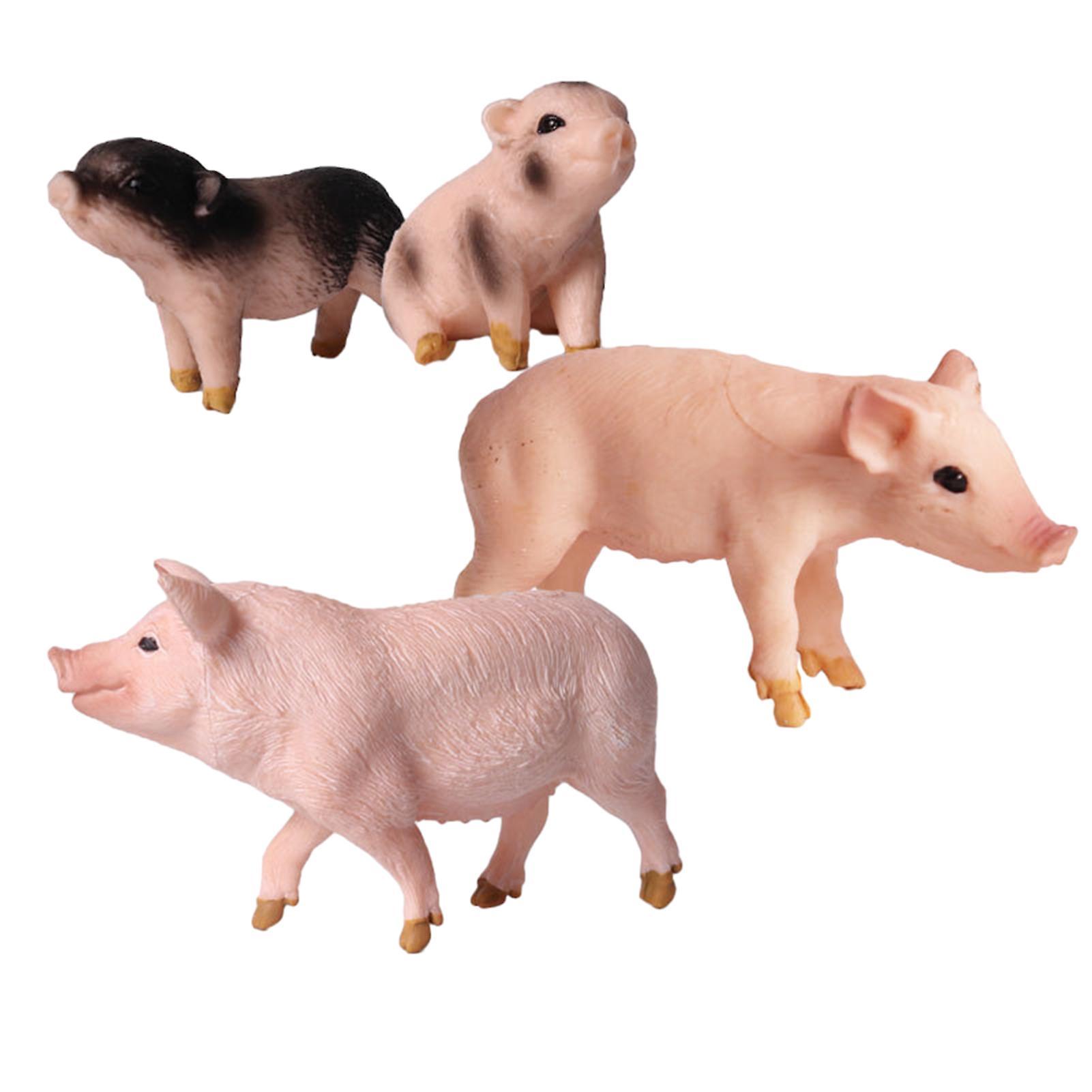 Yamaler 4/6Pcs Pig Figurine Simulation Livestock Wild Boar Model Miniature PVC Solid Craft Decoration Kids Educational Toy Farm Animal Statue Figur...