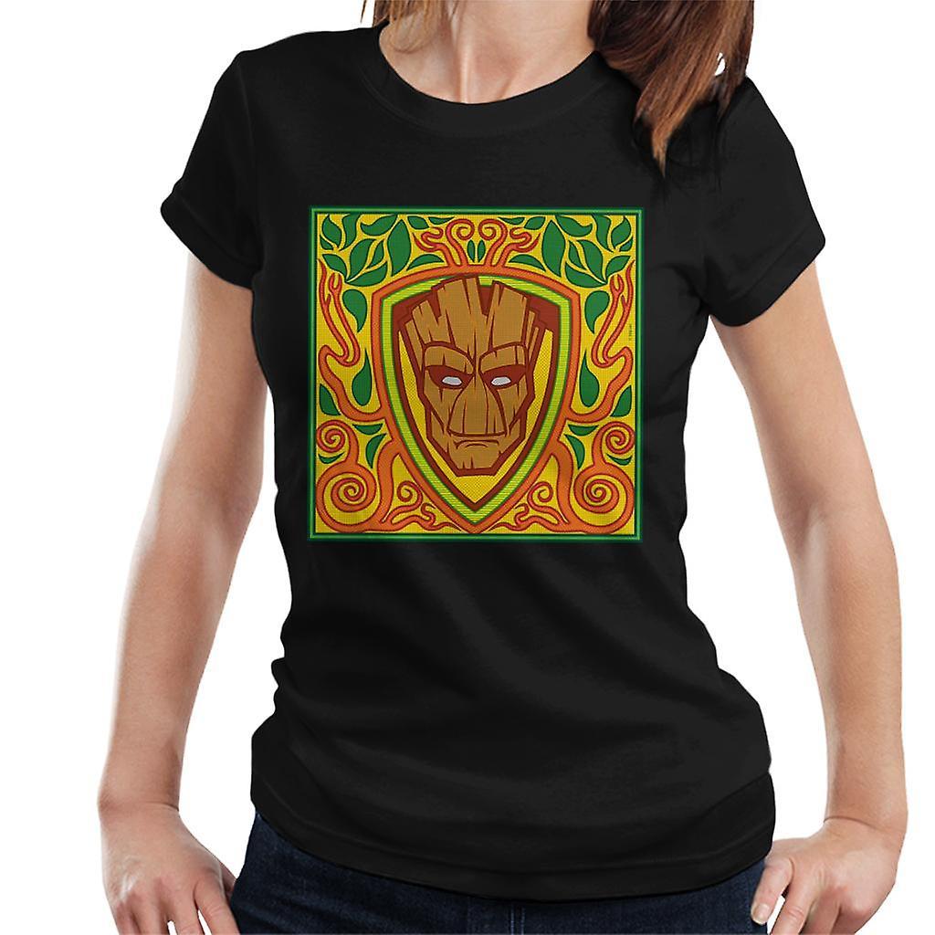 Marvel Guardians Of The Galaxy Groot Symmetrical Shield Women's T-Shirt Black Large