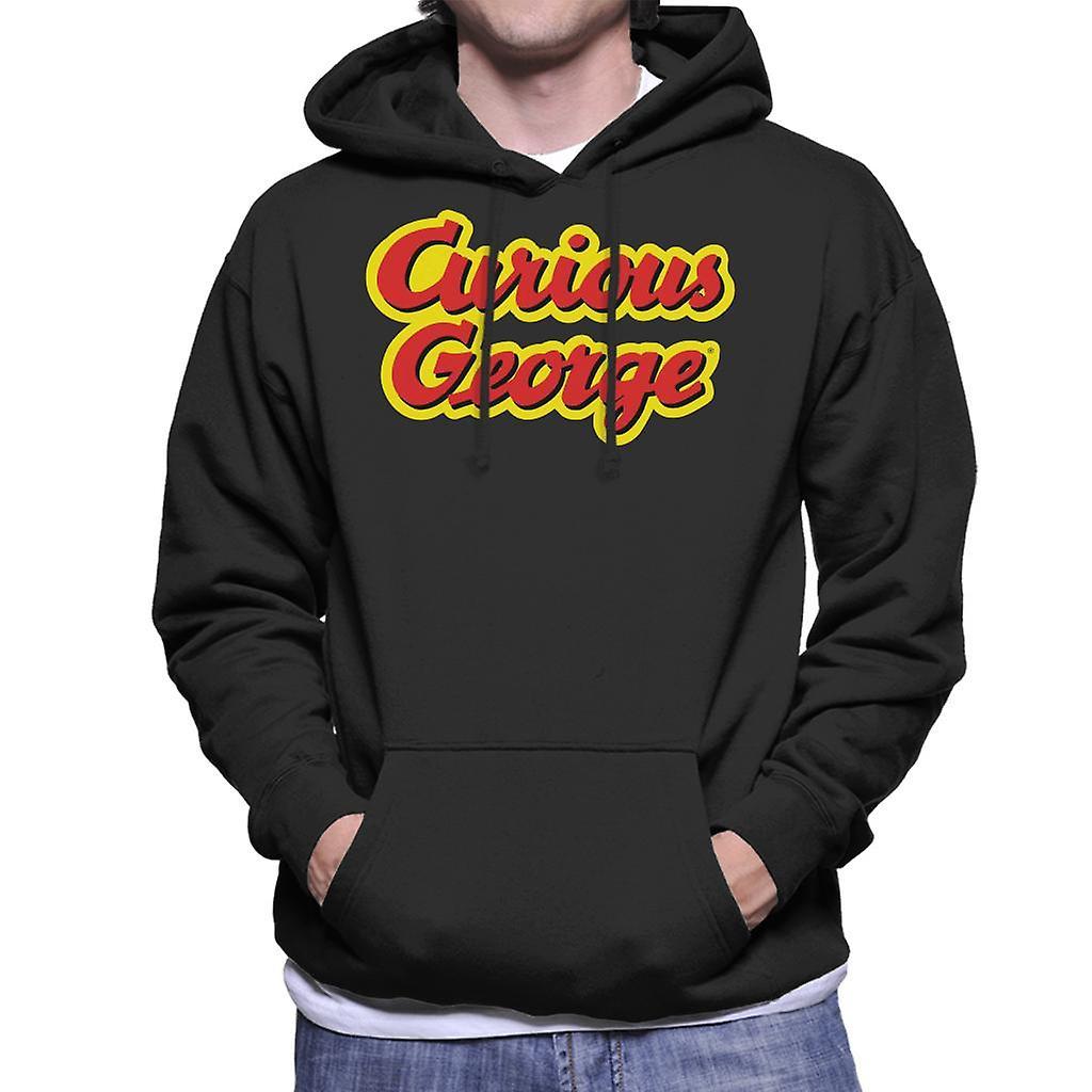 Curious George Big Outlined Logo Font Men's Hooded Sweatshirt Black XX-Large