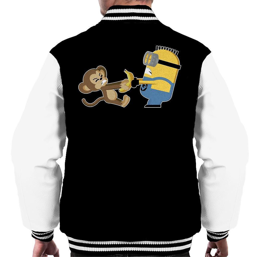 Despicable Me Minion Monkey Banana Battle Men's Varsity Jacket Black/White Large