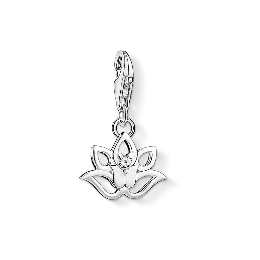 Women's Thomas Sabo Charm Club Silver Zirconia Lotus Charm 1300-051-14