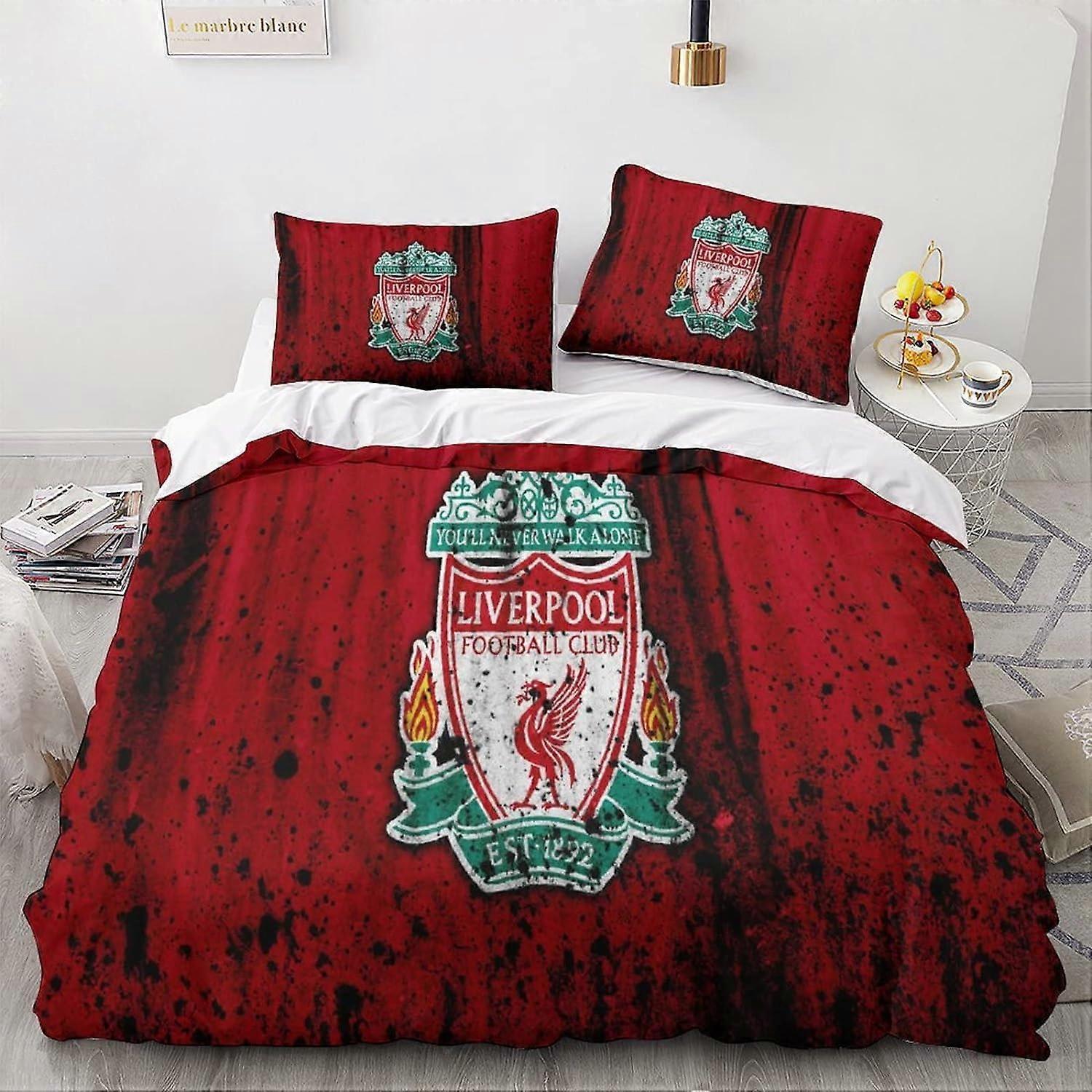 Kerota Liverpool Adult Bedding Set Printing Duvet Cover Microfiber Bedding Duvet Cover with Pillowcase Double Duvet Coversx 135*200 CM Single135x200cm