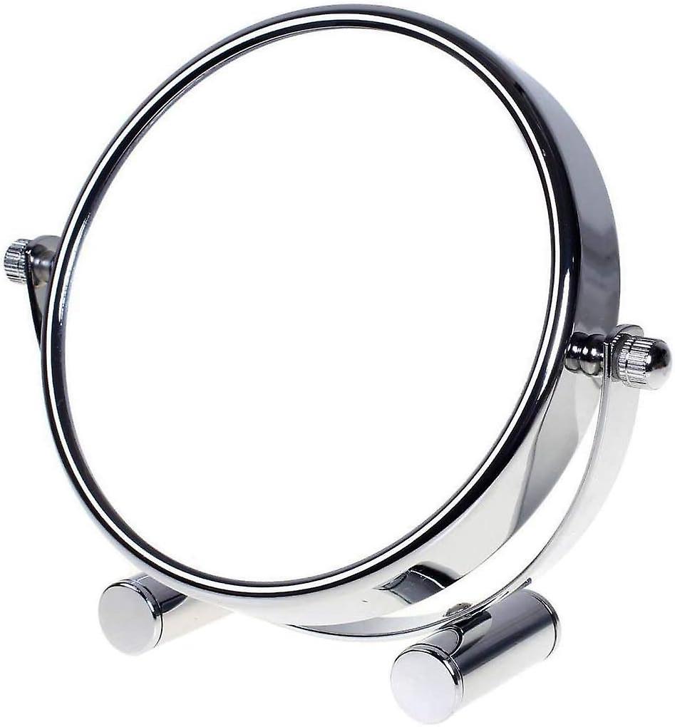 Beauty Mirror Cosmetic Mirror 10 Compartments, 6 Inch Table Mirror, 360 Rotatable, Standing Mirror, Make-up Mirror, Bathroom Mirror, Chrome-plated....