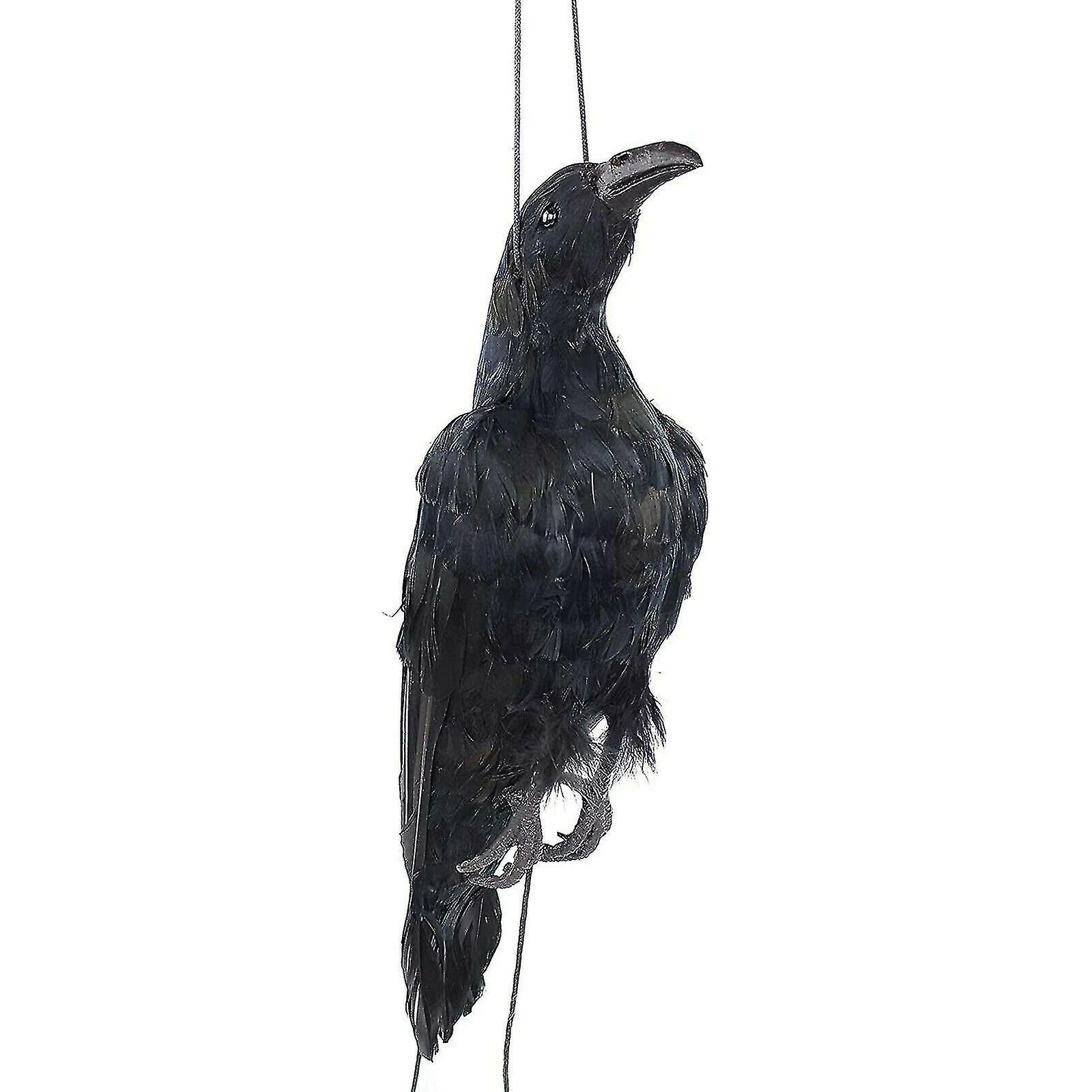 Yuntianzun Realistic Hanging Dead Crow Decoy Lifesize Extra Large Black Feathered Crow