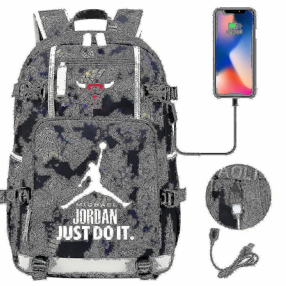 Htclv Sports Basketball Star Print Usb Youth Student Schoolbag Backpack - Men & Women - Leisure Travel Bag 8