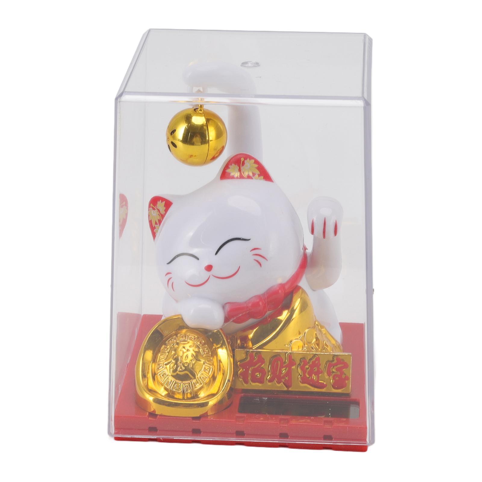 Solar Lucky Cat Decoration Solar Lucky Cat Ornament - White Decoration for Home, Car, Office -