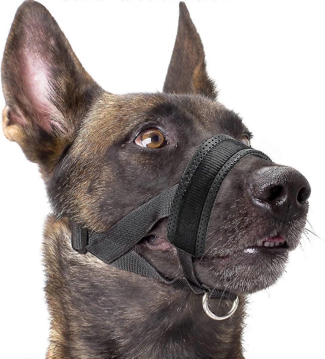 Aiducho Dog Muzzle Nylon Soft Padding,adjustable Loop,black