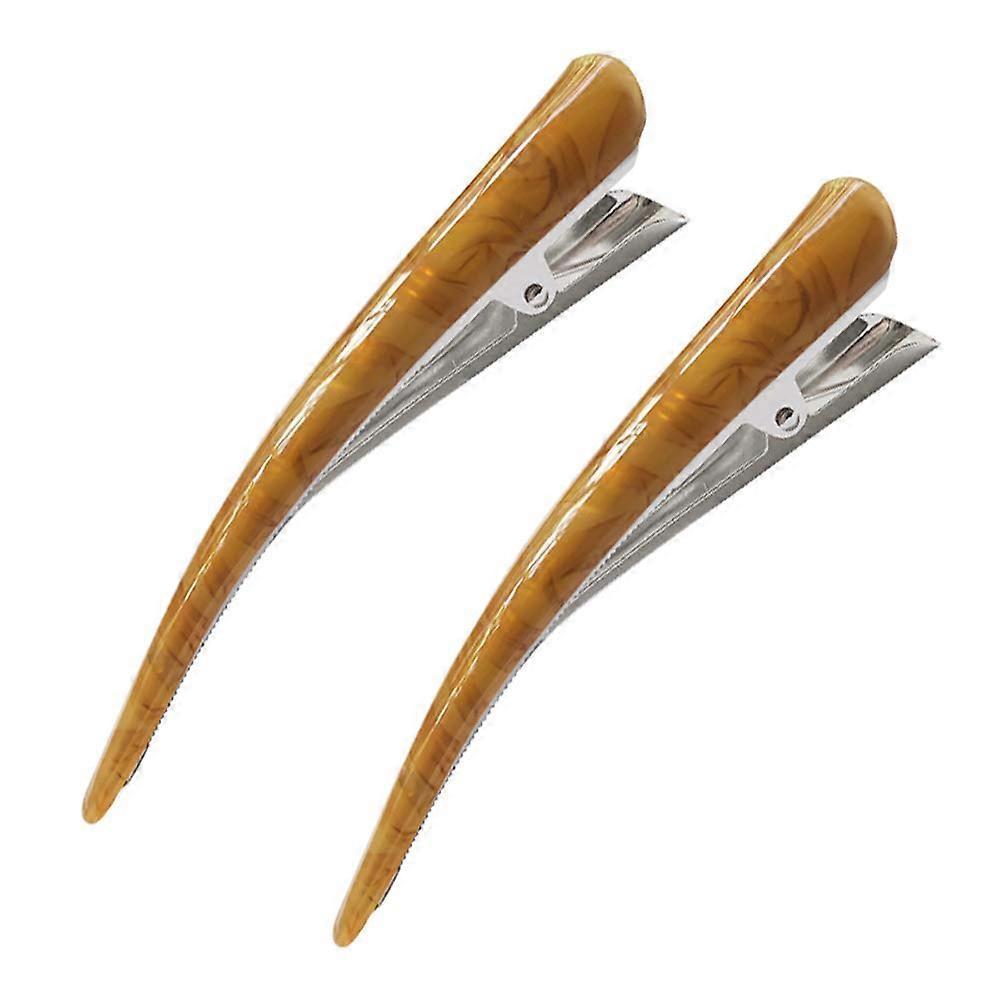 Ubiuo 2 Pack Large Metal Beak Duckbill Alligator Clips For Thick or Heavy Hair High Light Transmission Acetate Hair Clips Teeth Hair Barrettes No S...