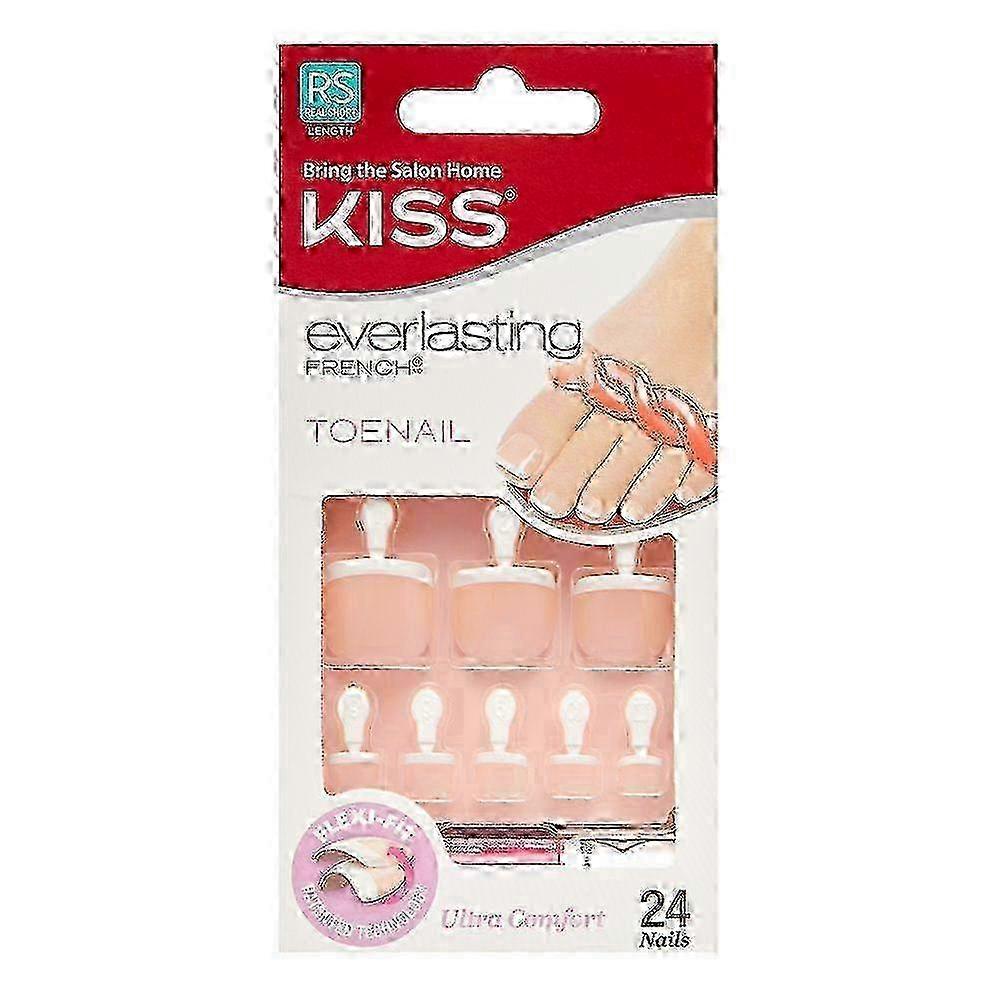 Kiss Press On Toenails, Everlasting French, 24 Ea