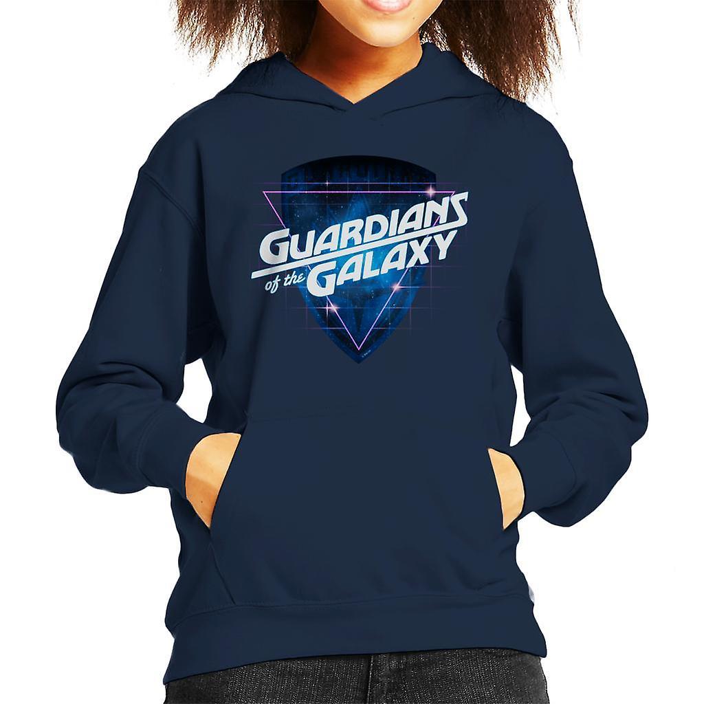 Marvel Guardians Of The Galaxy Retro Wave Logo Kid's Hooded Sweatshirt Navy Blue X-Small (3-4 yrs)