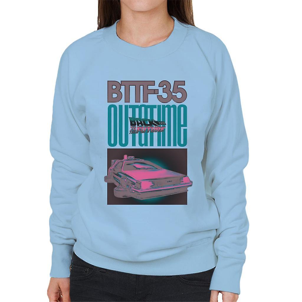 Back to the Future Delorean 35 Outatime Women's Sweatshirt Sky Blue Large