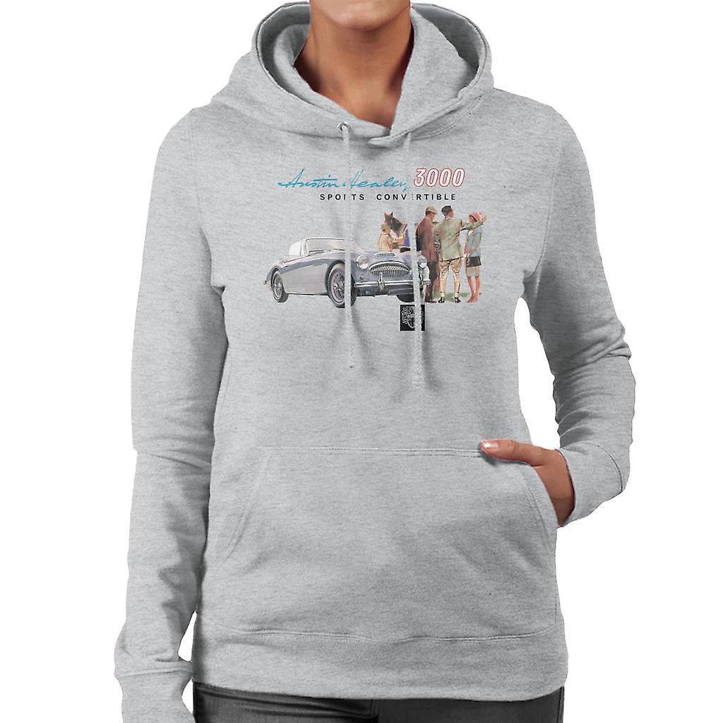 Austin Healey 3000 Sports Convertible British Motor Heritage Women's Hooded Sweatshirt Heather Grey XX-Large