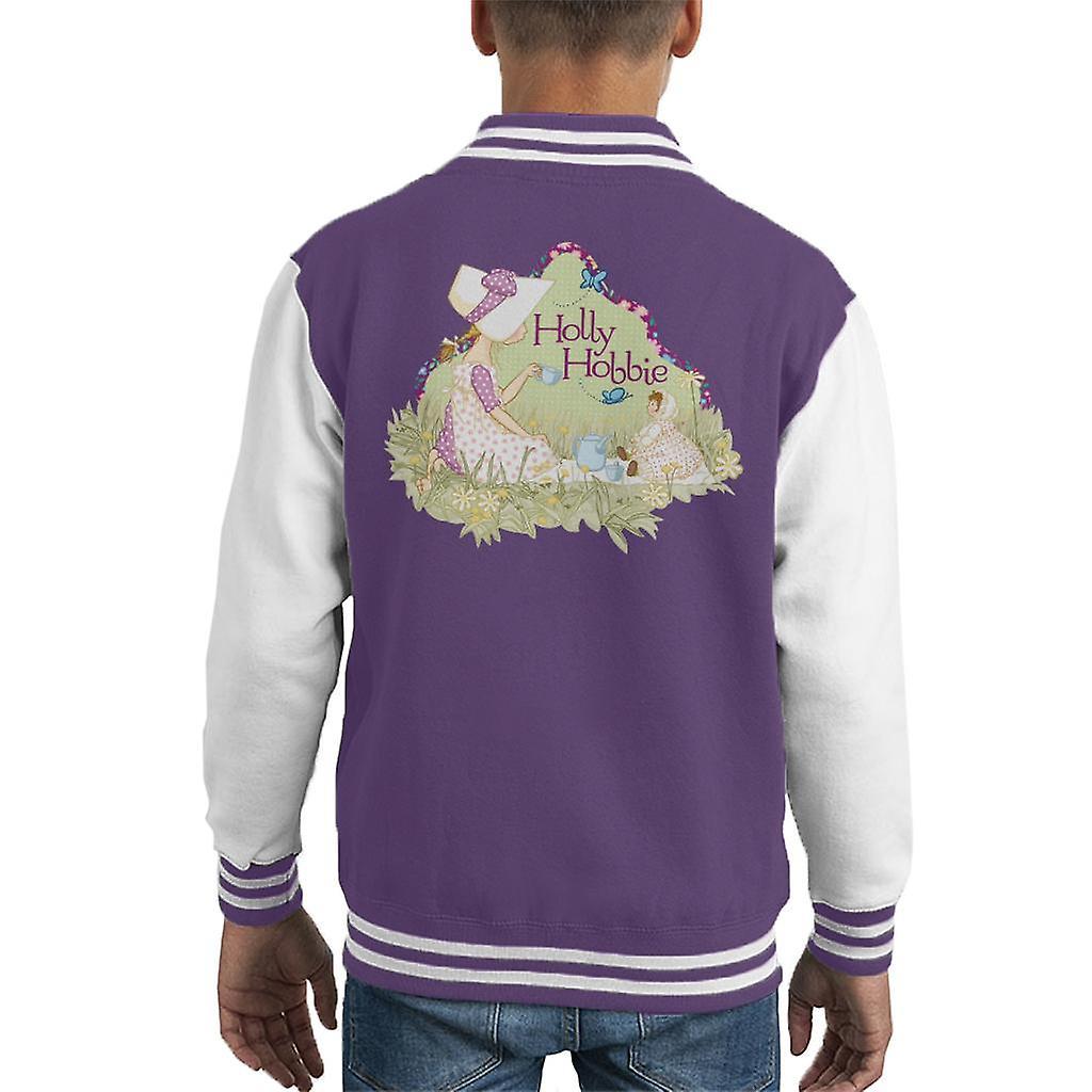 Holly Hobbie Tea Party Kid's Varsity Jacket Purple/White X-Large (12-13 yrs)