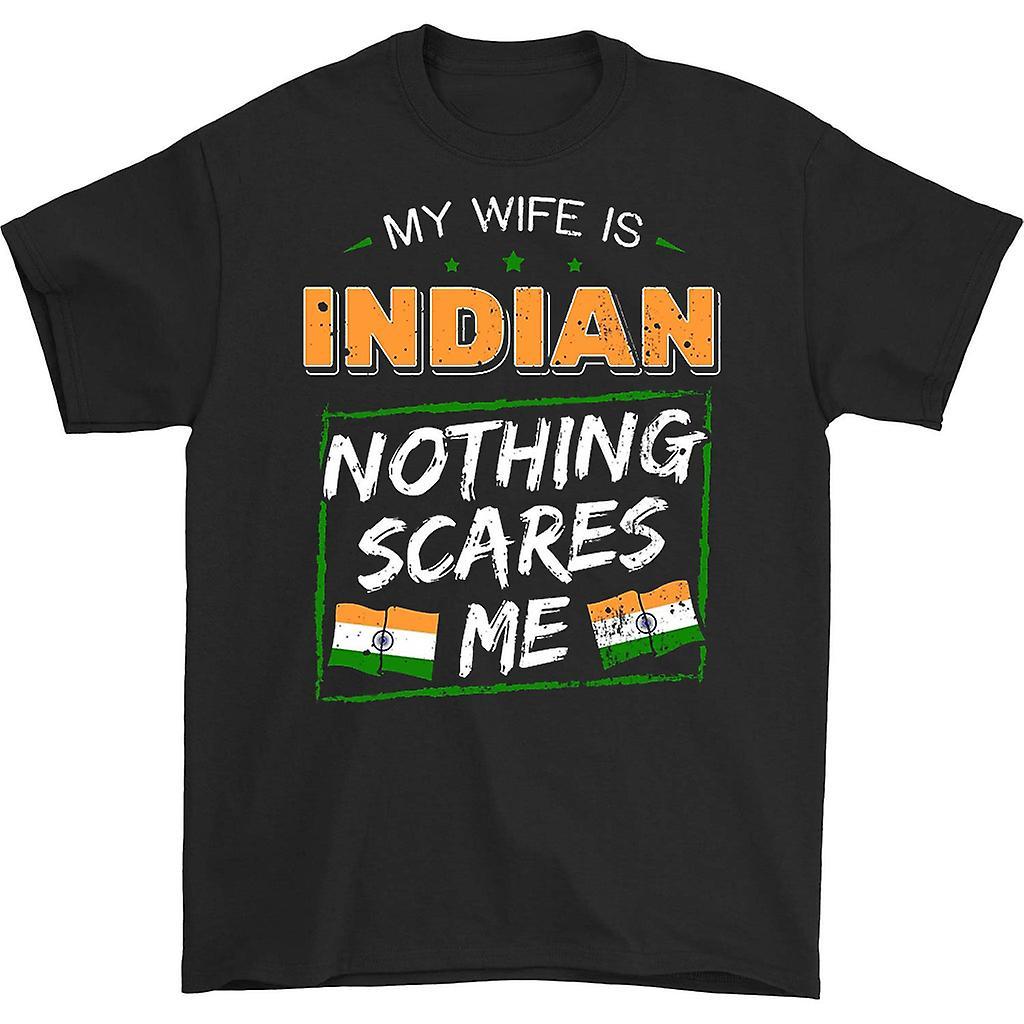 HISHARK My wife is indian nothing scares me t-shirt black XXL