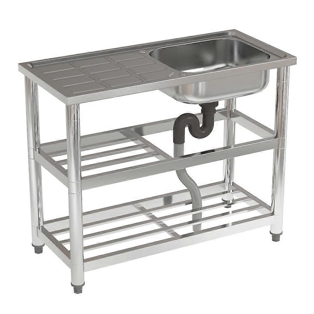 Living And Home Stainless Steel One Compartment Sink with Drainboard and Shelf