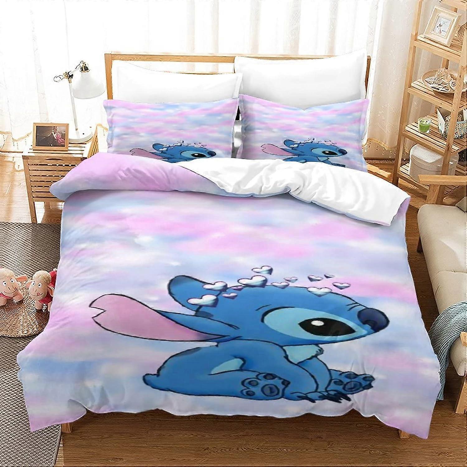 Kerota Stitch Bedding Set, Duvet Cover and Pillowcases, Soft Microfiber with Zipper Closure for Kids and Adults 135*200 CM Single135x200cm