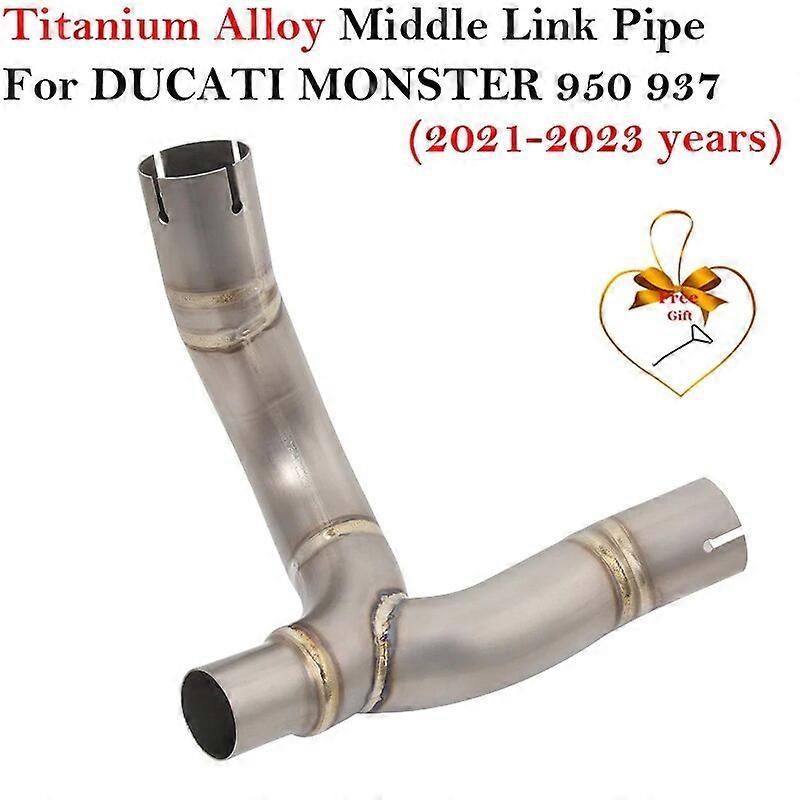 Sanxing Titanium Alloy For DUCATI MONSTER 937 950 2021 - 2023 Motorcycle Exhaust Escape System Modify Middle Link Pipe Motocross Muffler Gold