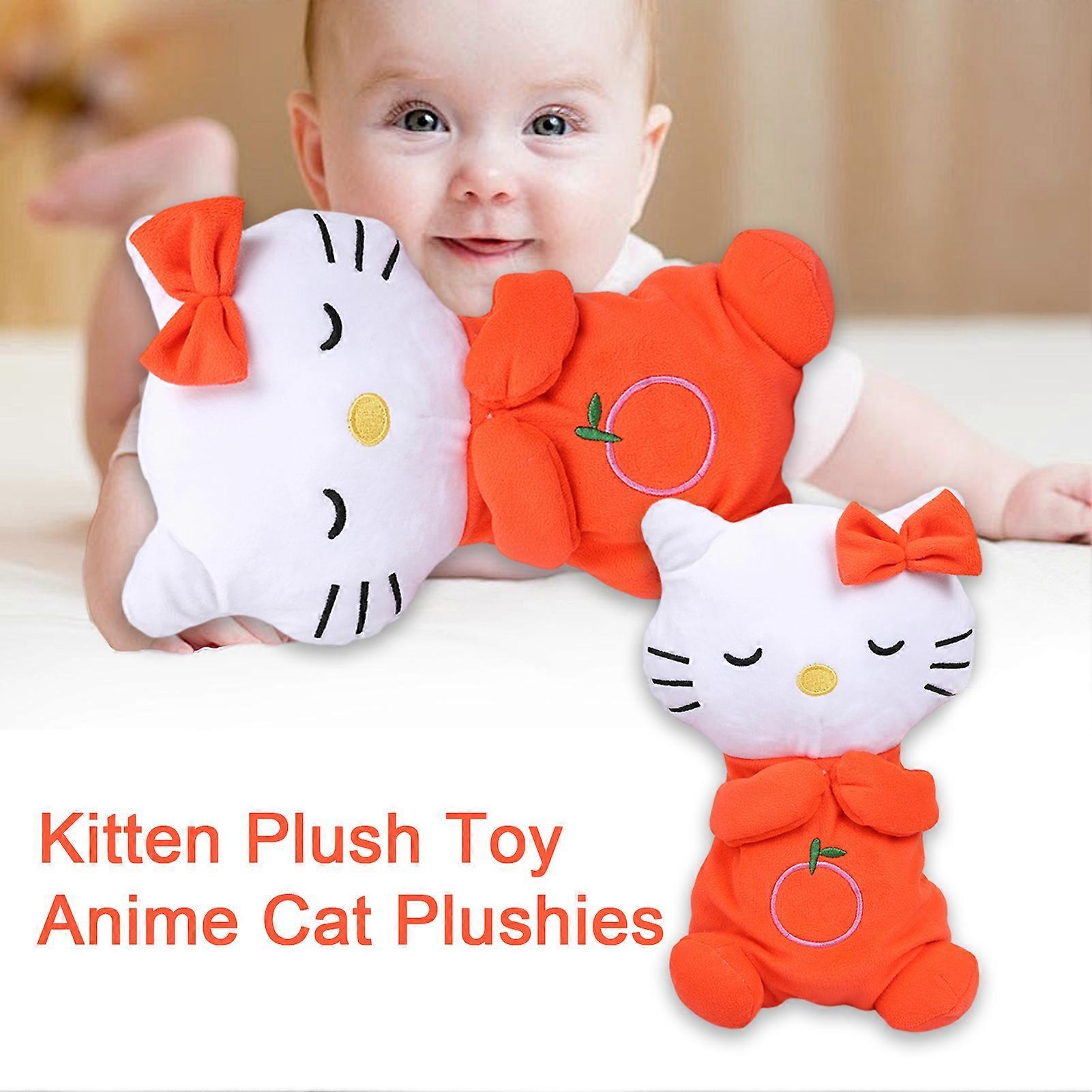 Remorui Kitten Plush Doll Pillow With Breathing Movement & Music Baby Sleeping Companion Soothing Toy Anime Cat Plushies Doll Plush Toy